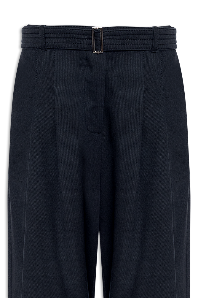CALÇA AMPLA PREGAS CINTO