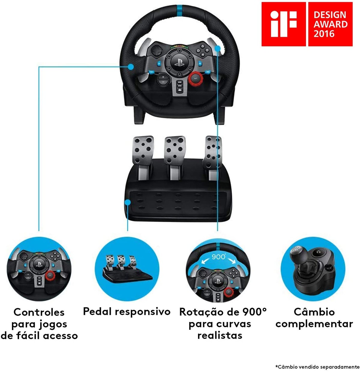 Volante Logitech G29 Driving Force e Pedais com Force Feedback para PS5, PS4,  PS3 e PC : : Games e Consoles