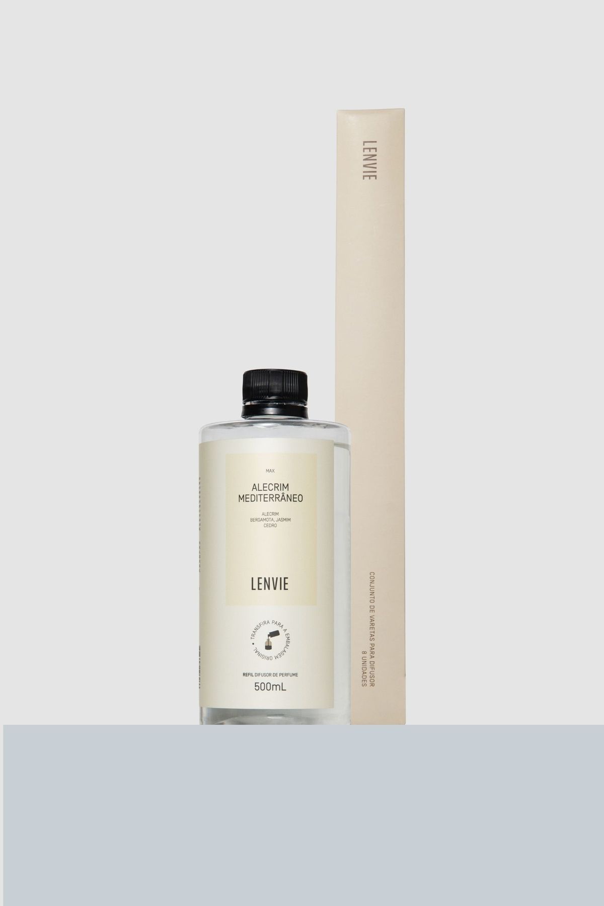 Kit Refil Difusor de Perfume Alecrim Mediterrâneo 500ml e Conjunto de Varetas | LENVIE MAX