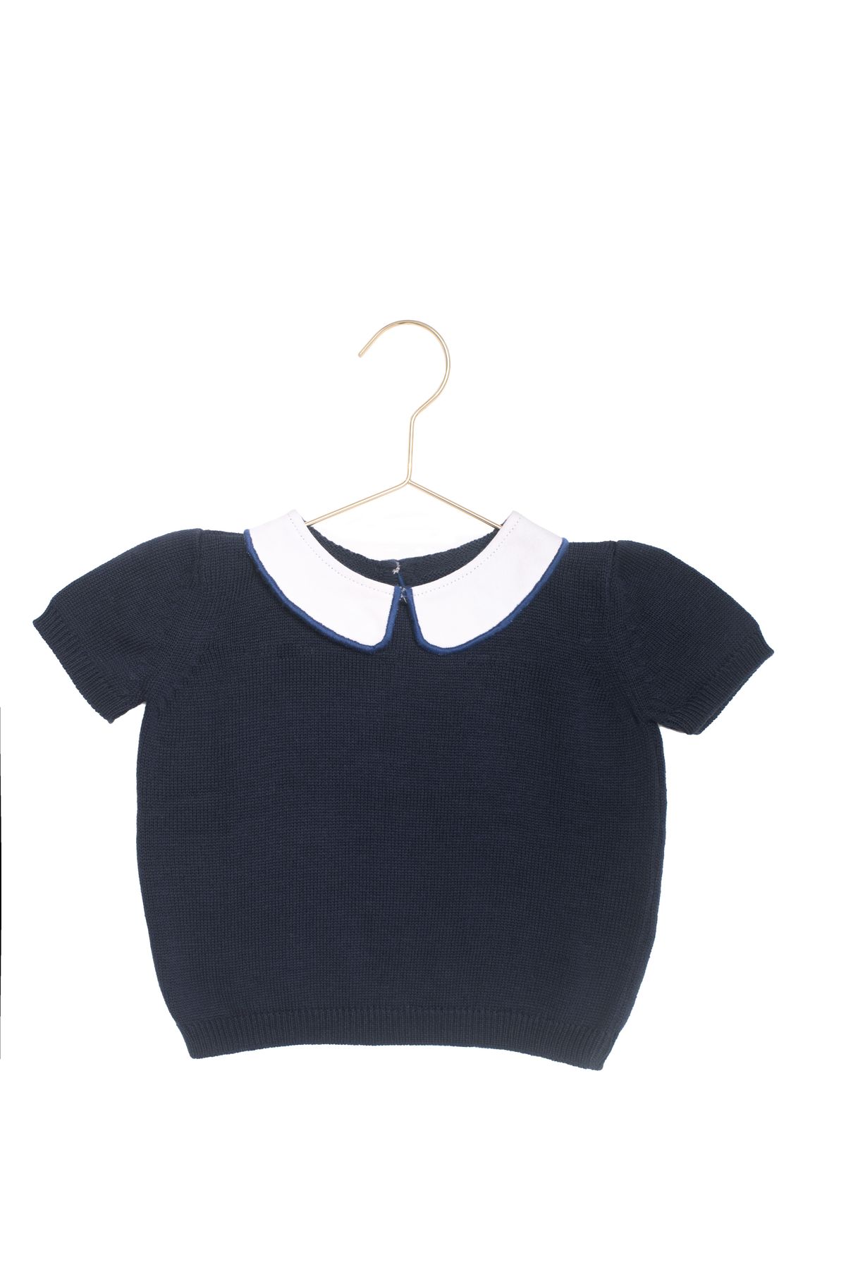 BLUSA TRICOT GABI AZUL GOLA BRANCA