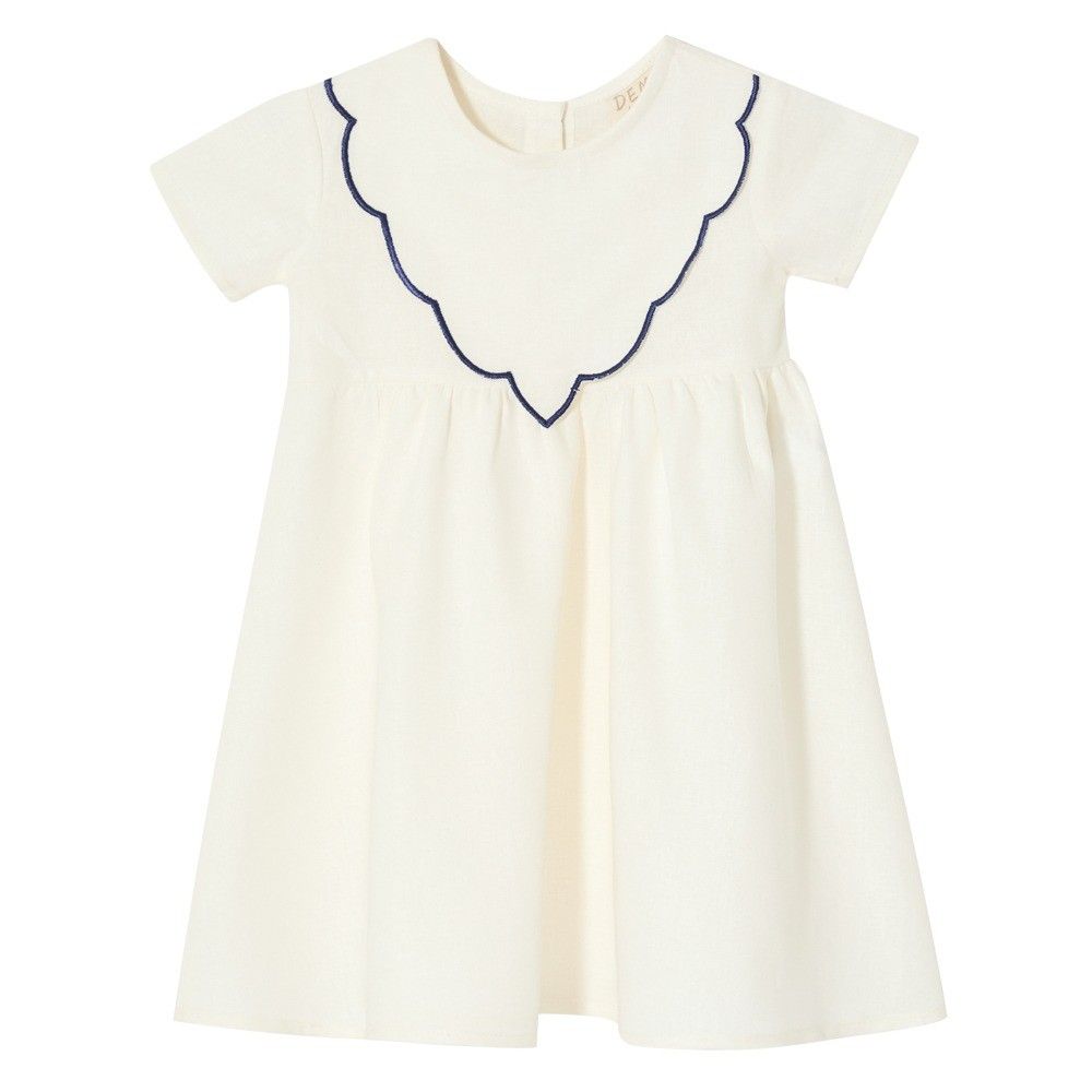 VESTIDO GOLA NUVEM OFF COM AZUL MARINHO