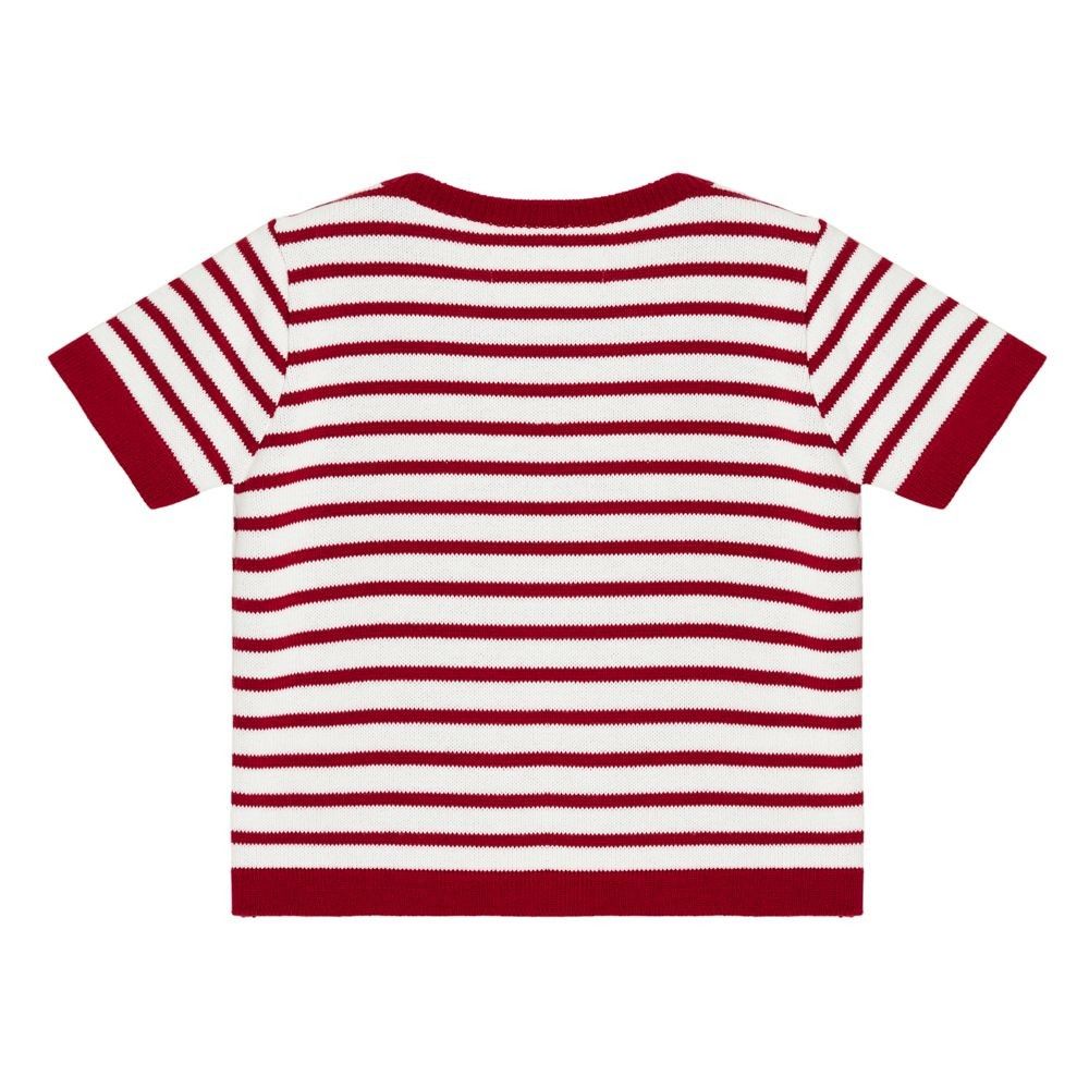 CAMISETA UNI LISTRADA VERMELHA