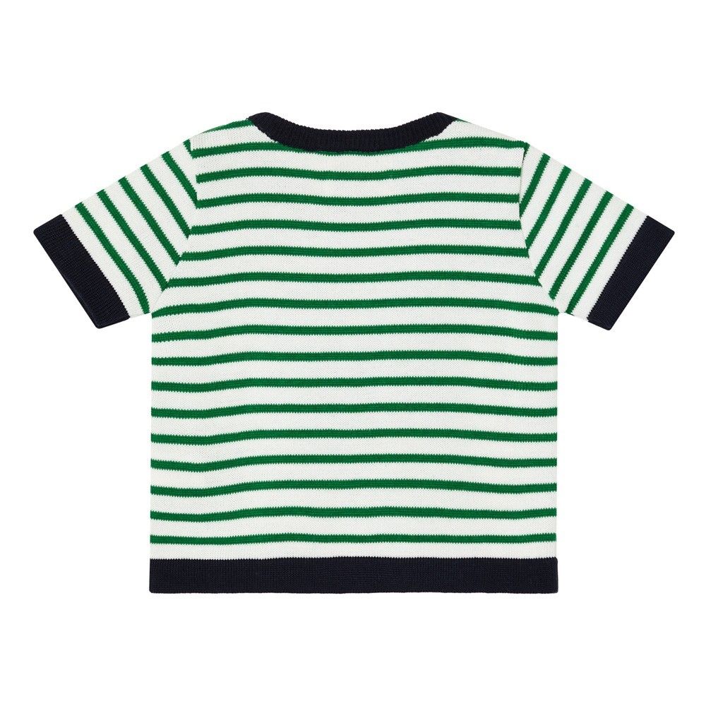 CAMISETA UNI LISTRADA VERDE COM AZUL MARINHO