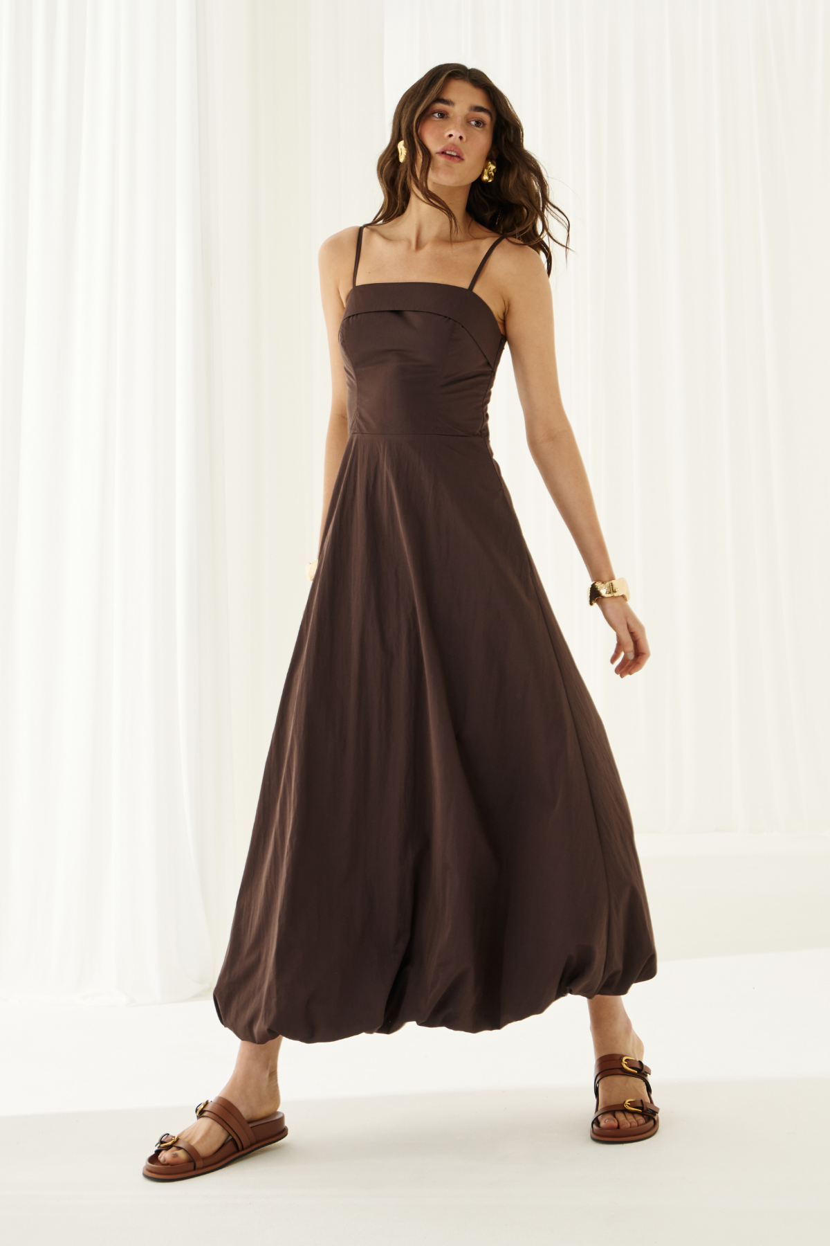 Vestido Balonê Lírio Café
