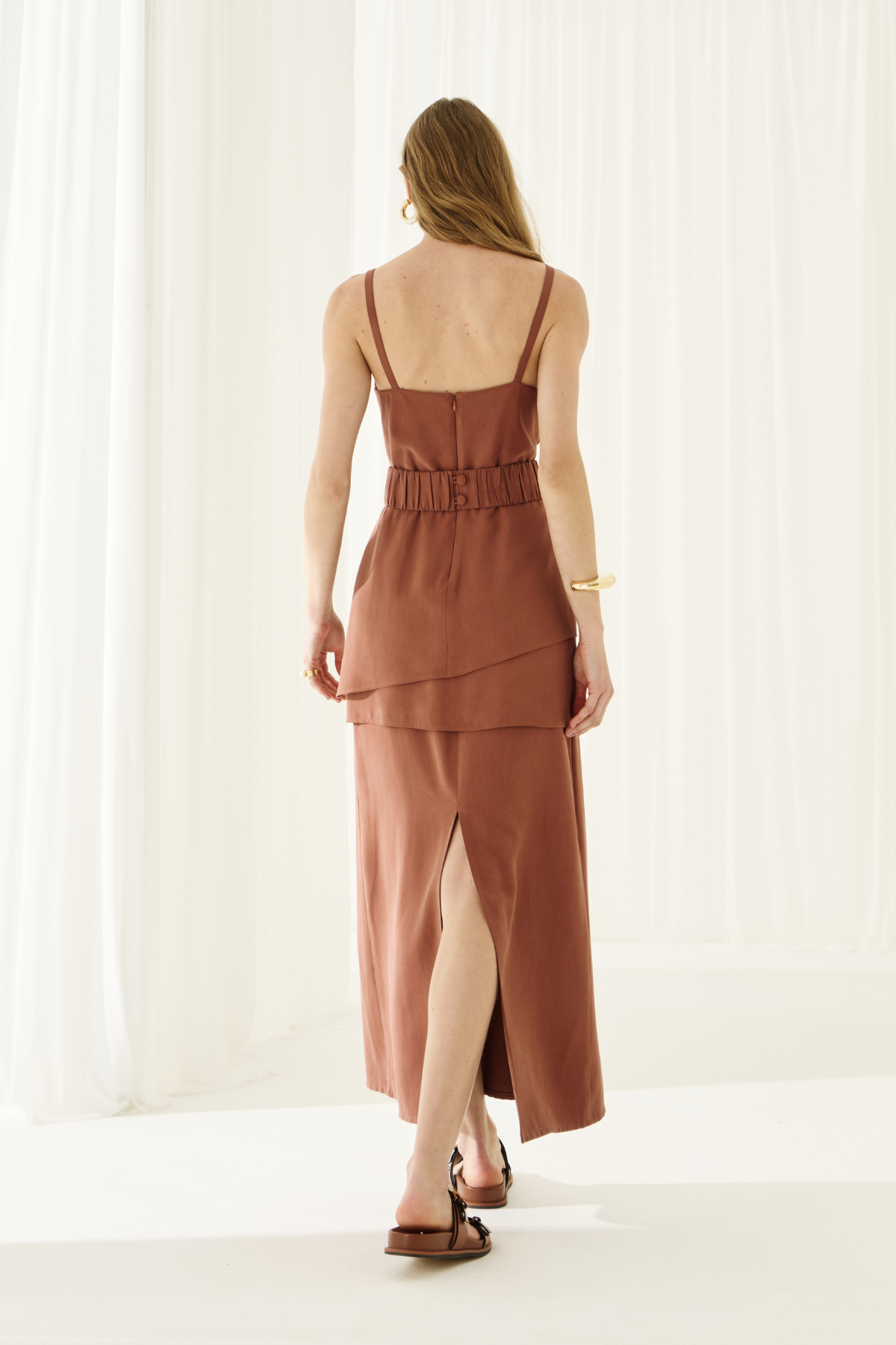 Vestido Longo Lotus Marrom