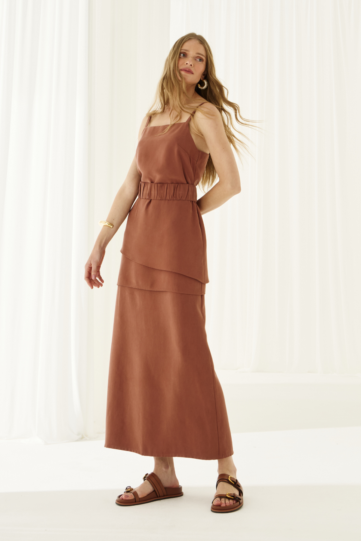 Vestido Longo Lotus Marrom