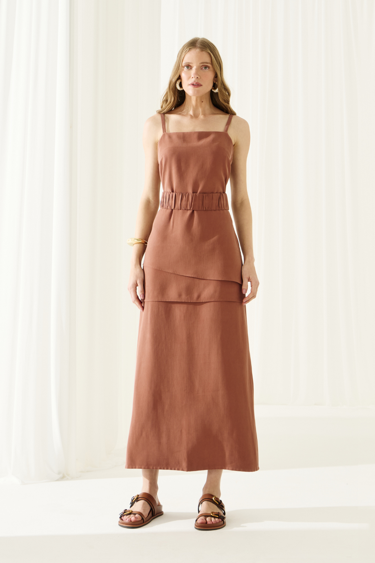 Vestido Longo Lotus Marrom