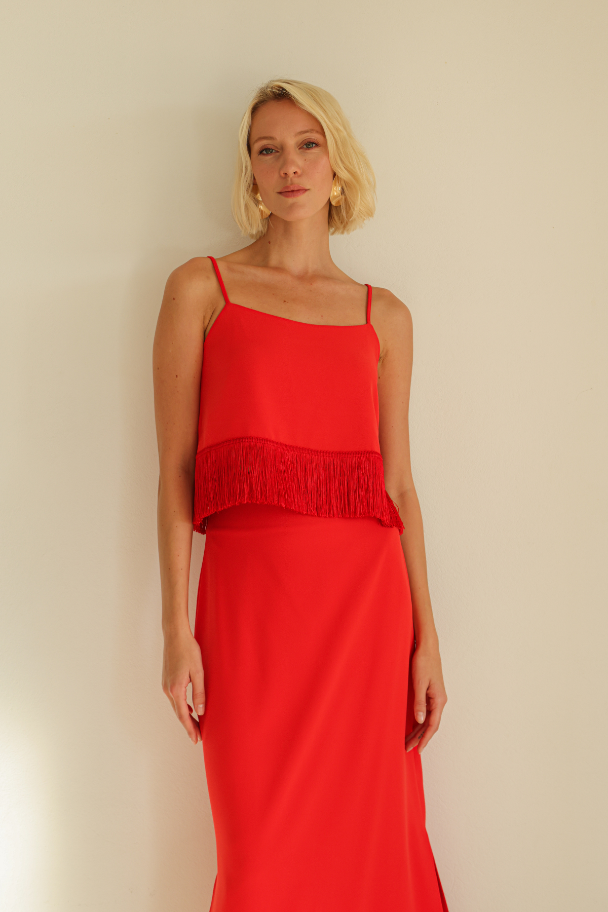 Regata Franjas Tulipa Vermelho