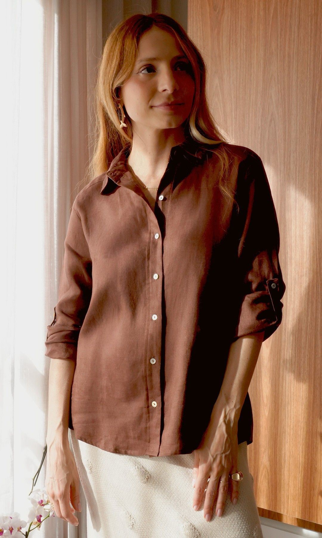 Camisa Linho Rafaela Café