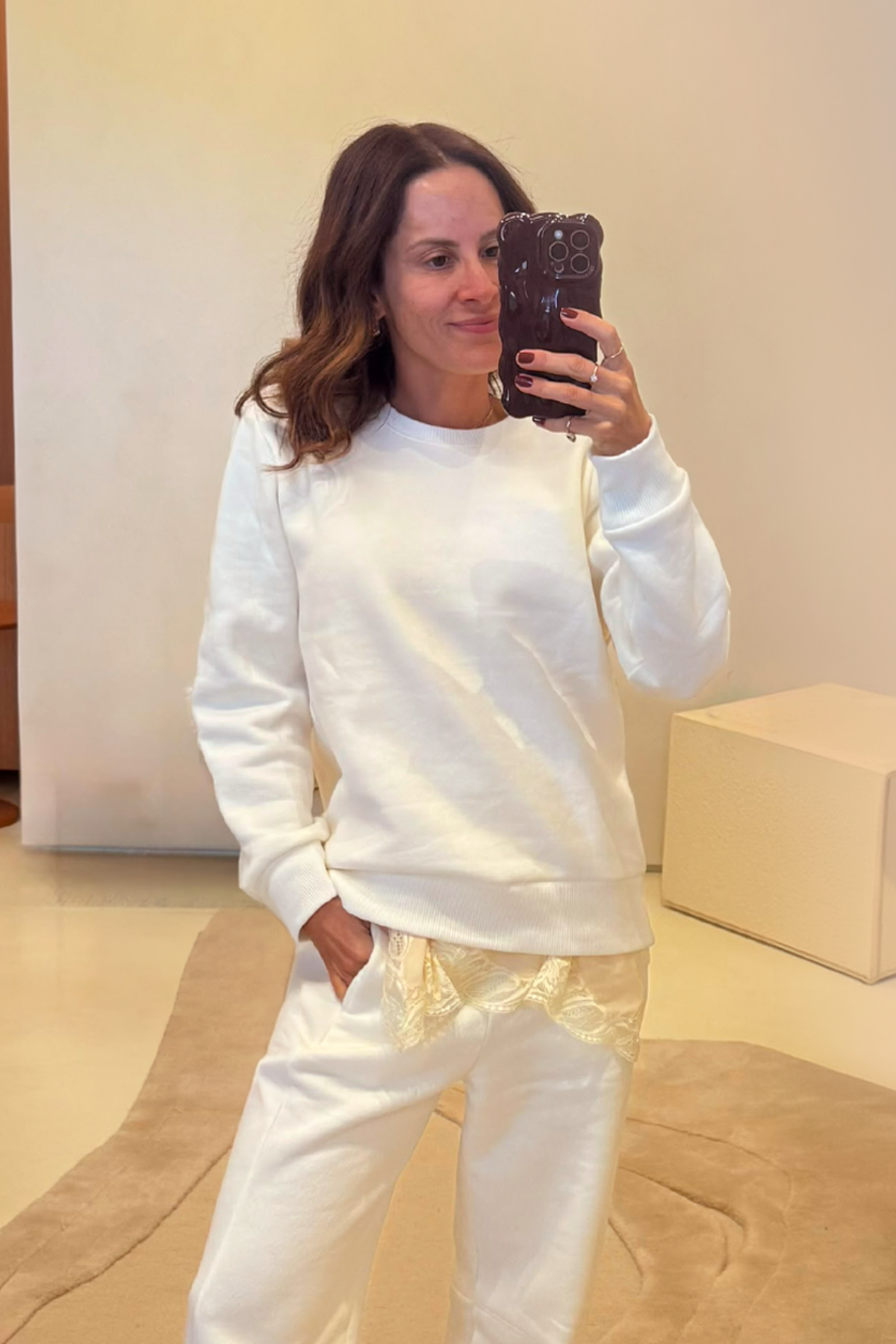 Blusa Moletom Frapê Off White