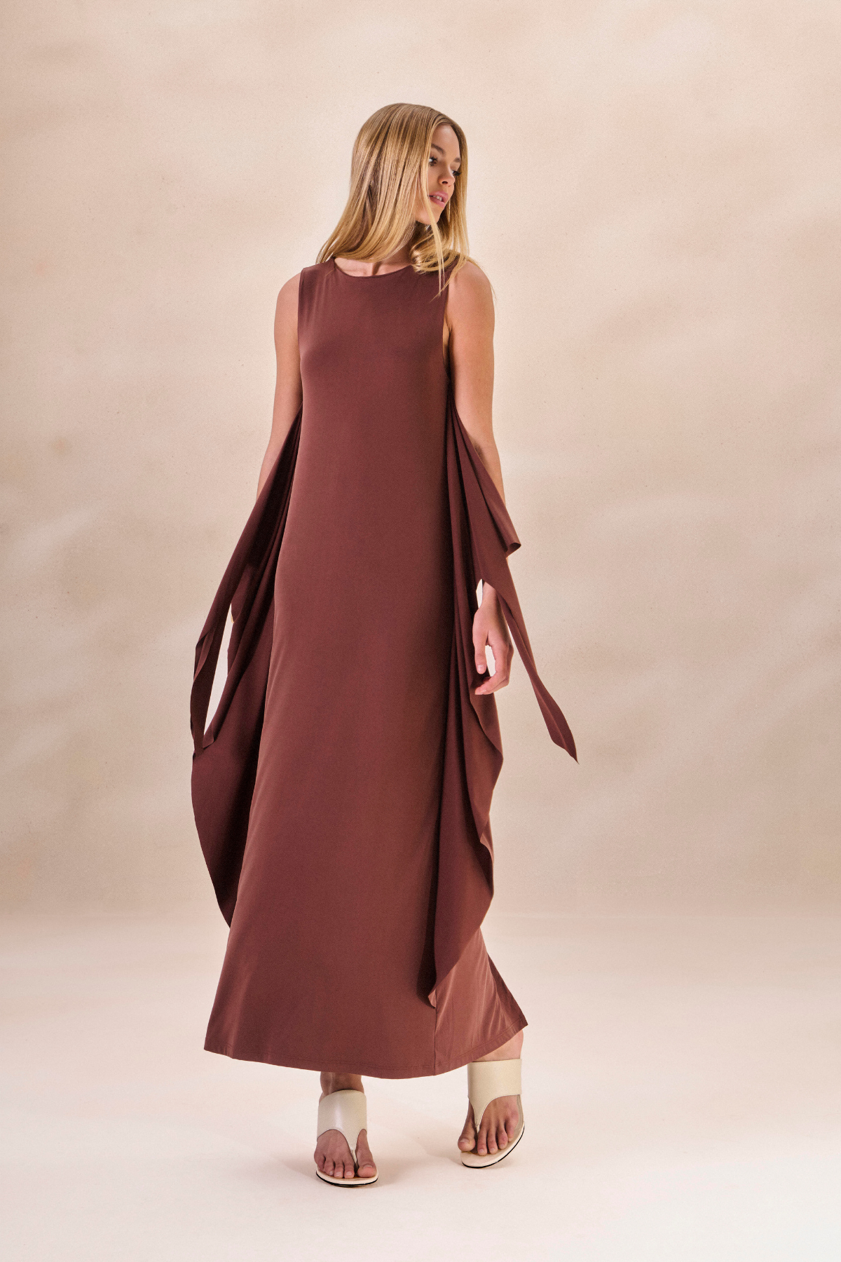 Vestido Sobreposição Melanie Marrom