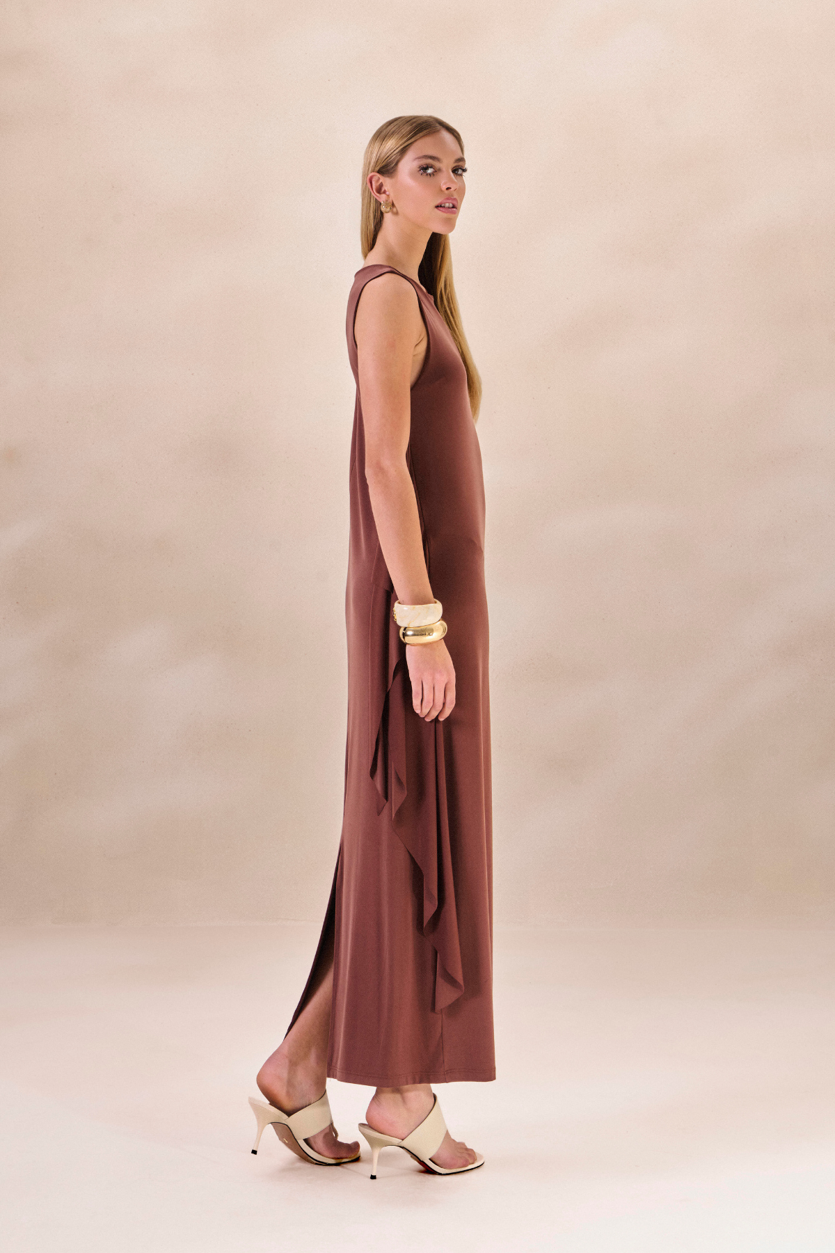 Vestido Sobreposição Melanie Marrom