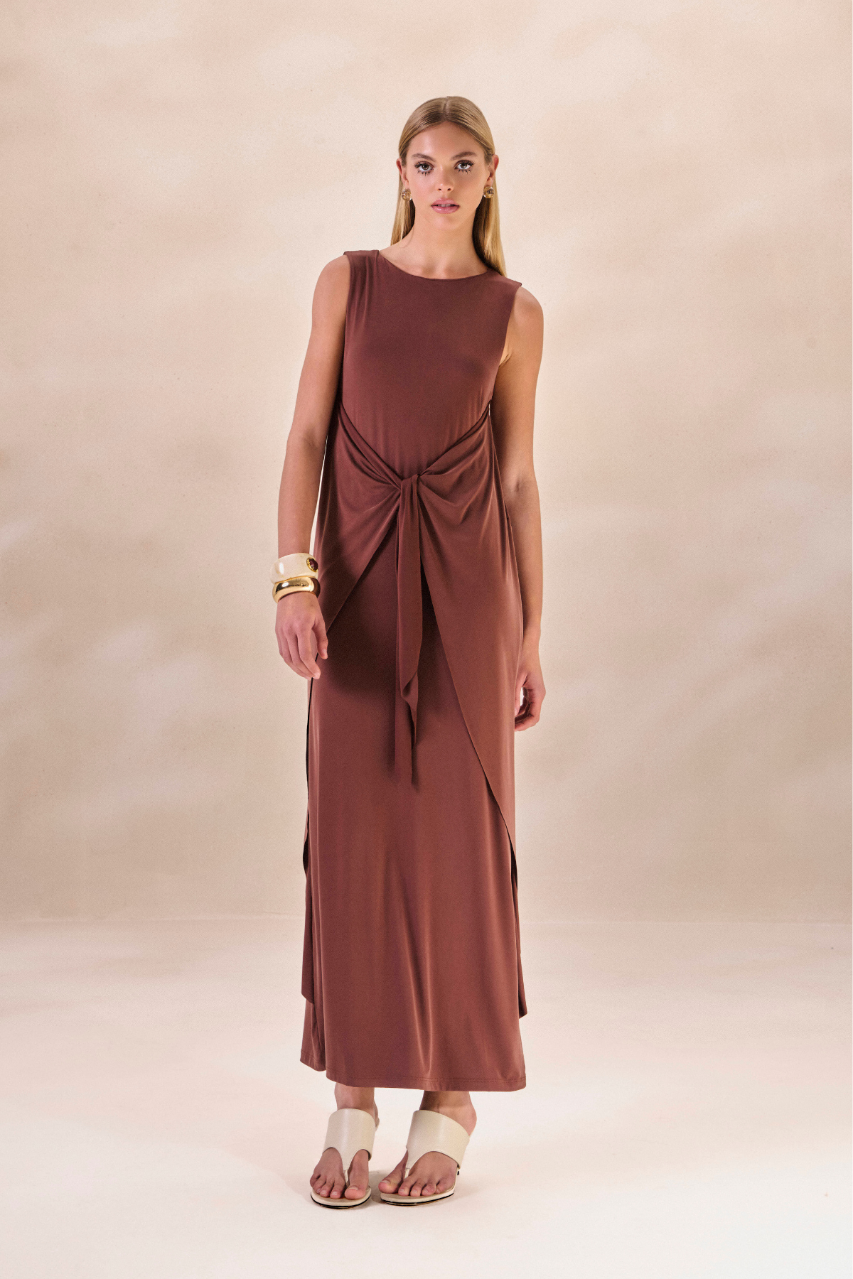 Vestido Sobreposição Melanie Marrom