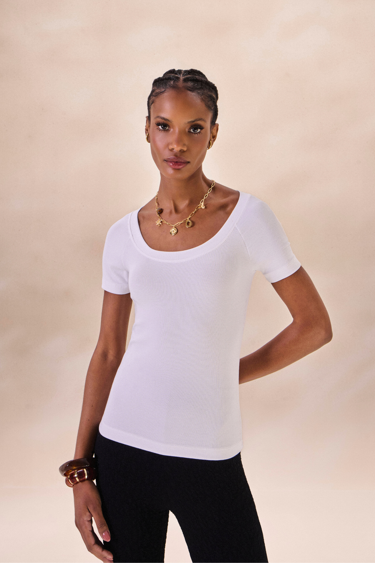 Camiseta Canelada Sylvie Off White