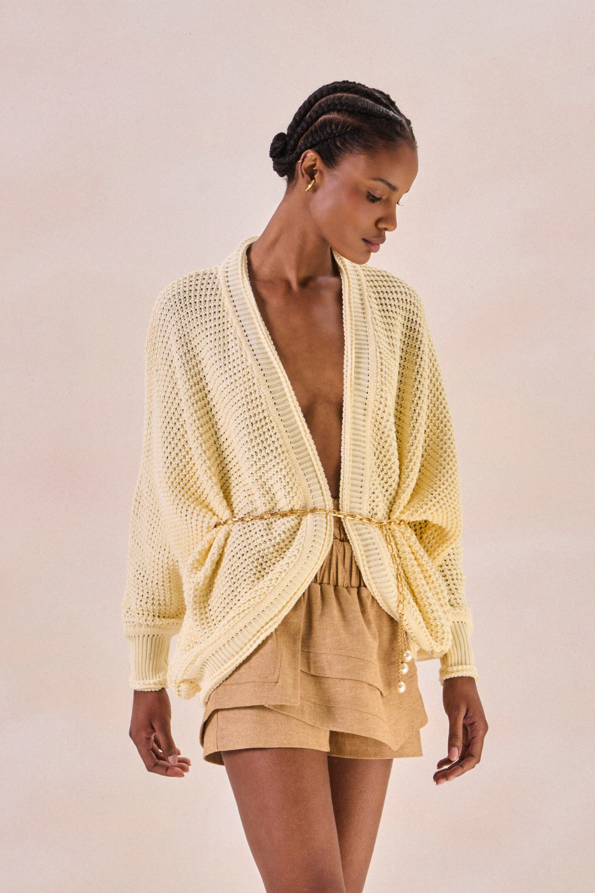 Cardigan Eliz Amarelo Pó