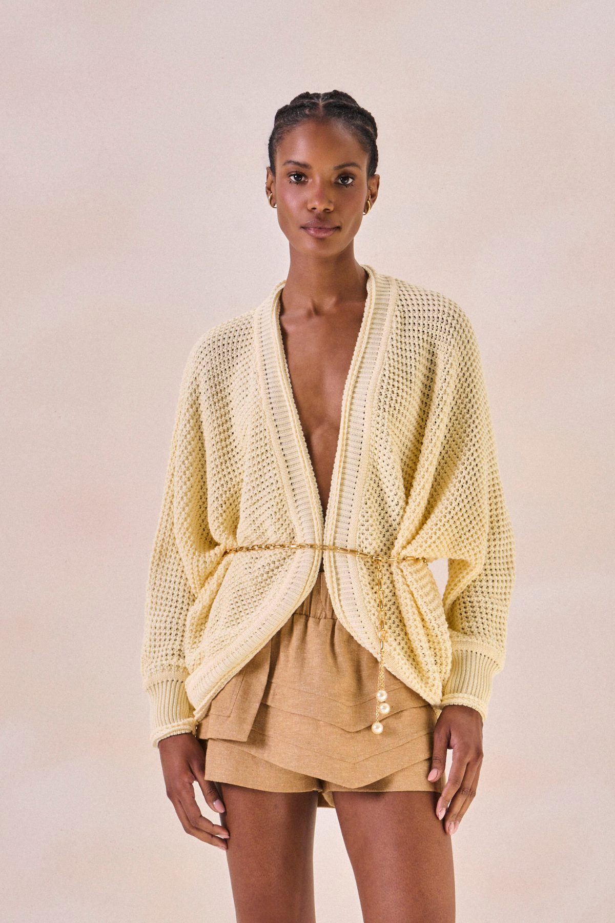 Cardigan Eliz Amarelo Pó