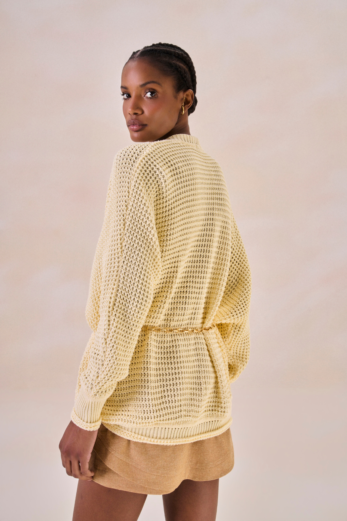 Cardigan Eliz Amarelo Pó