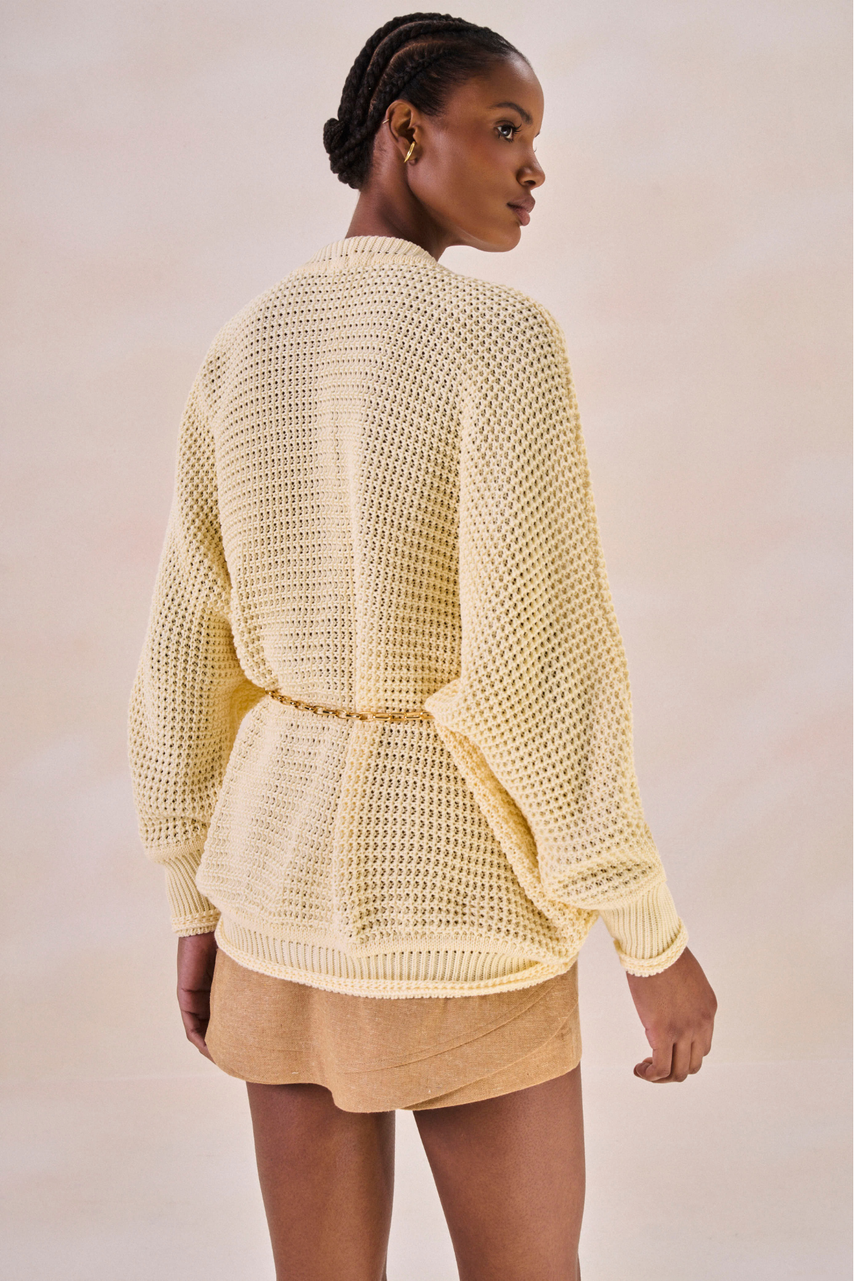 Cardigan Eliz Amarelo Pó