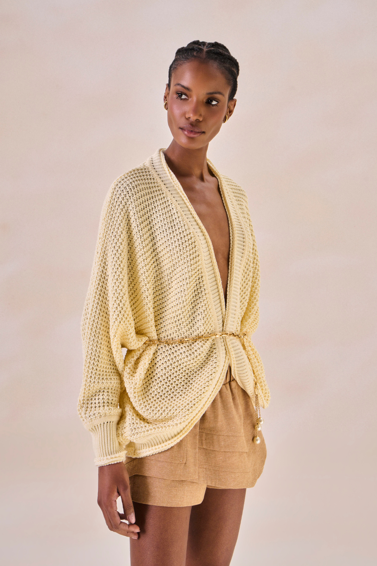 Cardigan Eliz Amarelo Pó