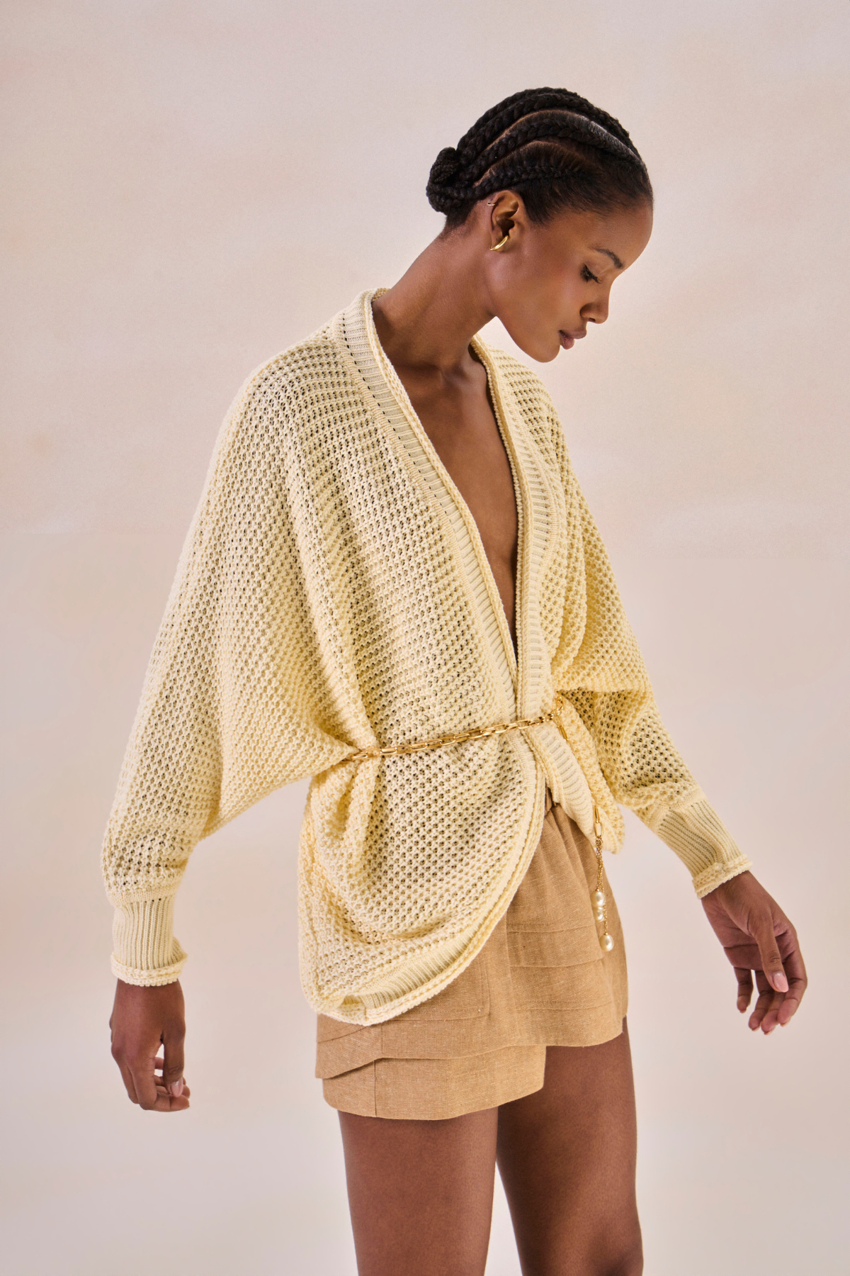Cardigan Eliz Amarelo Pó