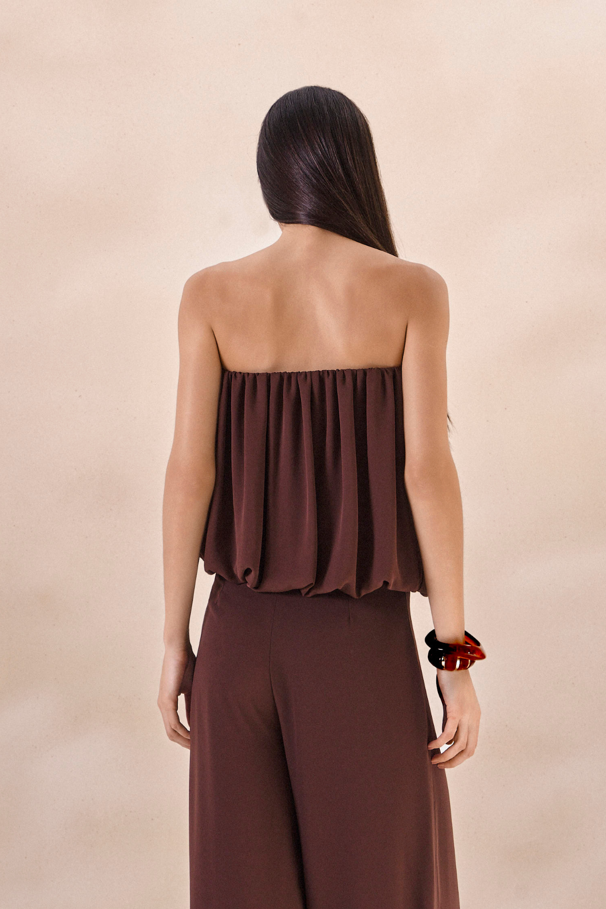 Top Balone Chiffon Camille Marrom