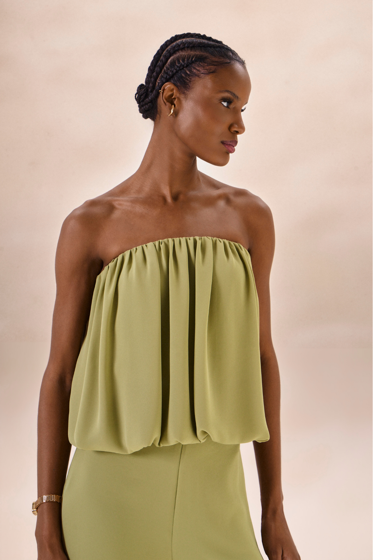 Top Balone Chiffon Camille Verde Alecrim