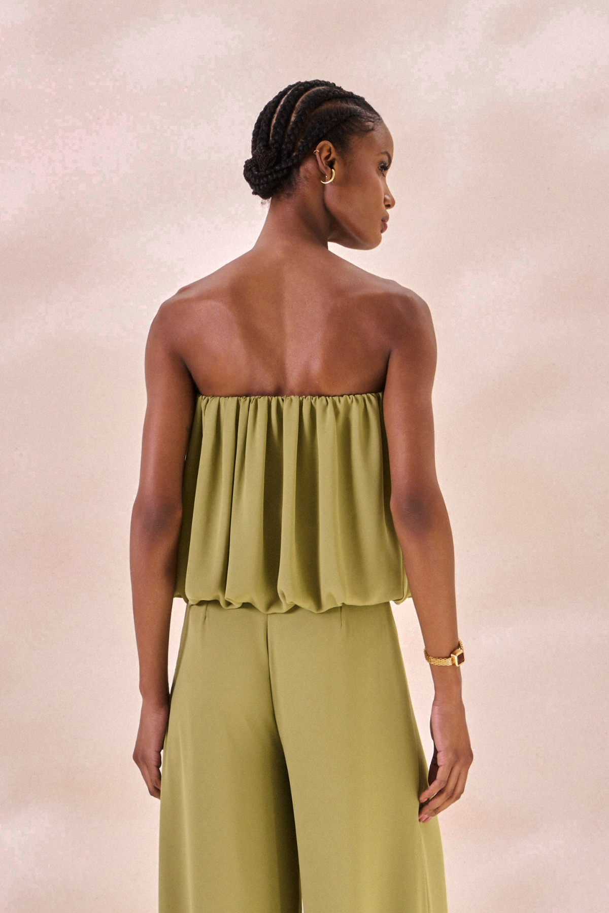 Top Balone Chiffon Camille Verde Alecrim