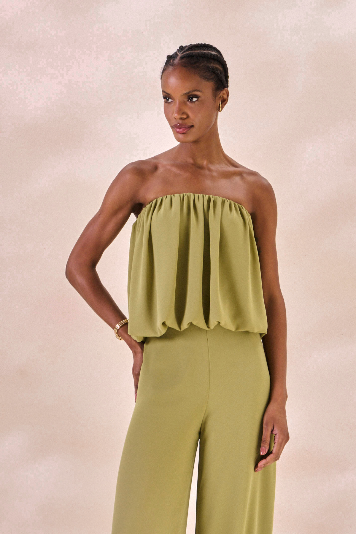 Top Balone Chiffon Camille Verde Alecrim