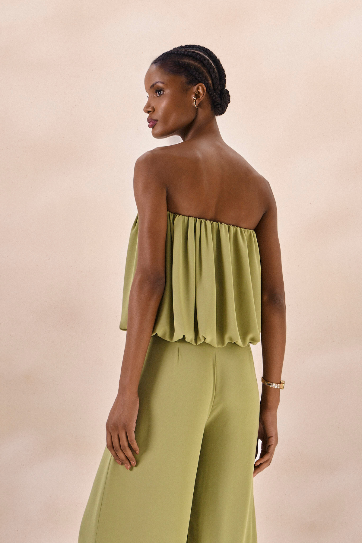 Top Balone Chiffon Camille Verde Alecrim