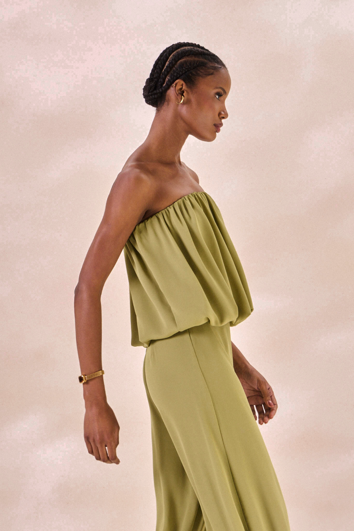 Top Balone Chiffon Camille Verde Alecrim