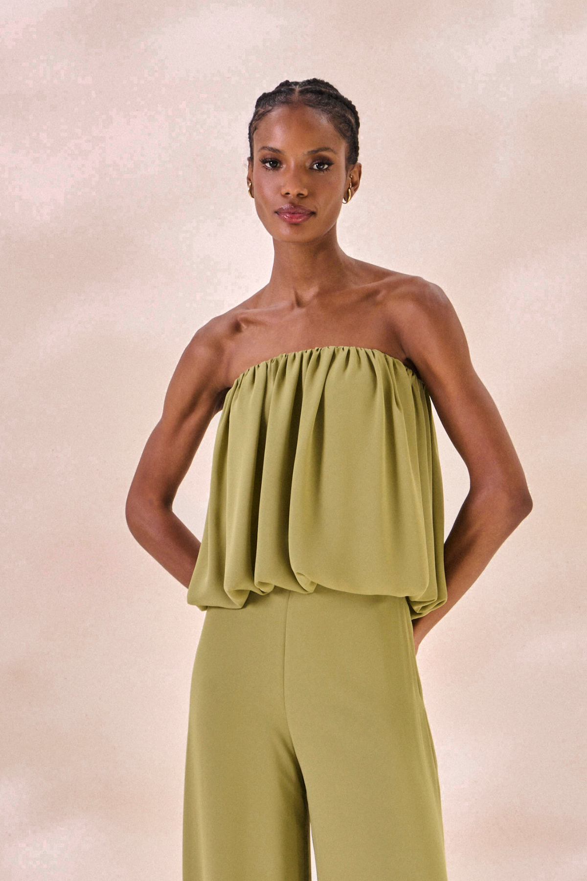 Top Balone Chiffon Camille Verde Alecrim