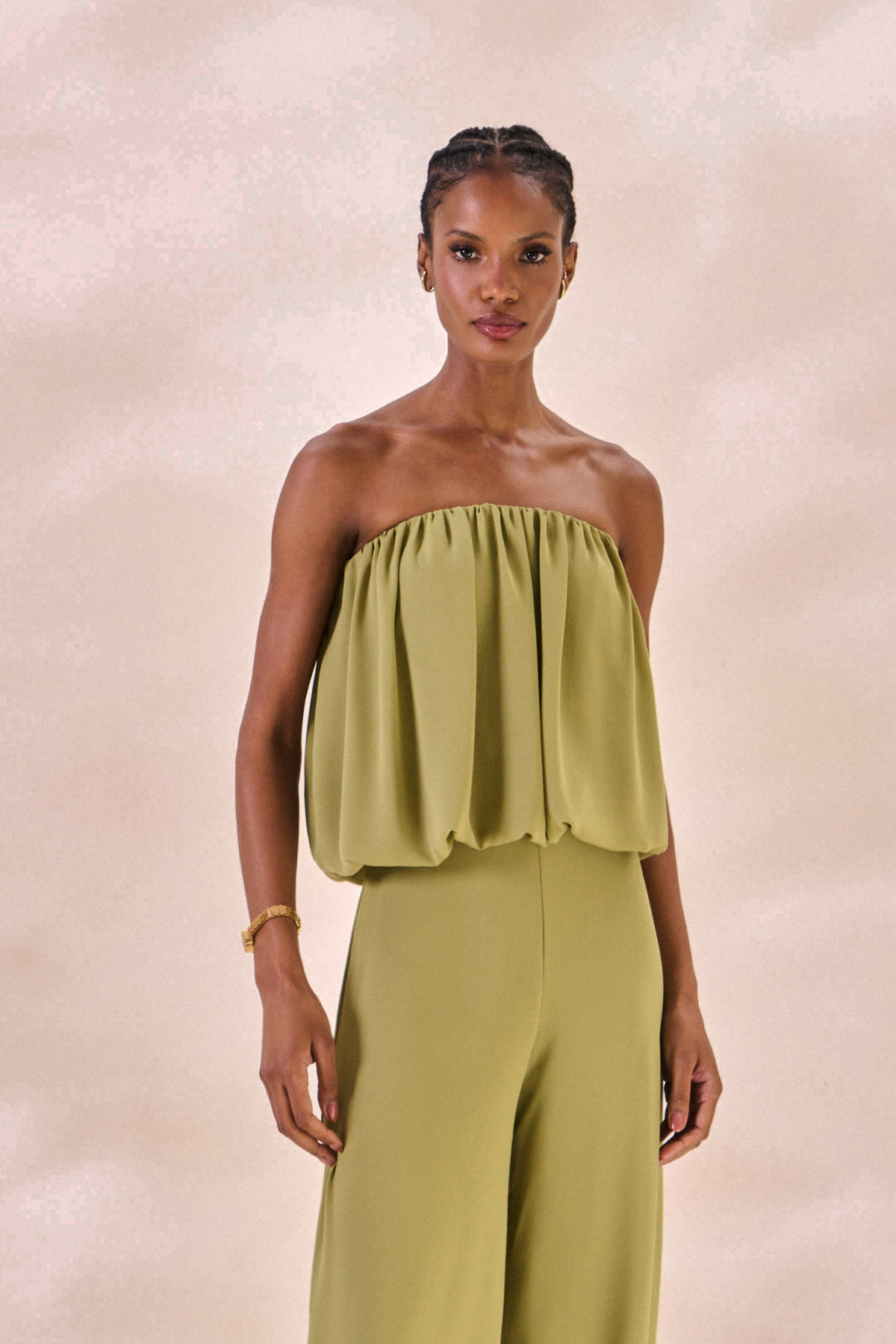 Top Balone Chiffon Camille Verde Alecrim