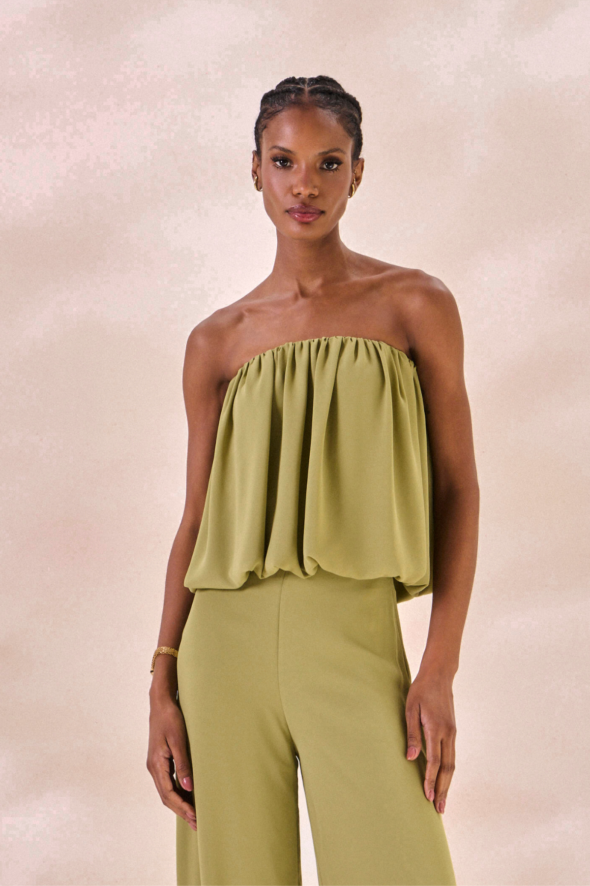 Top Balone Chiffon Camille Verde Alecrim