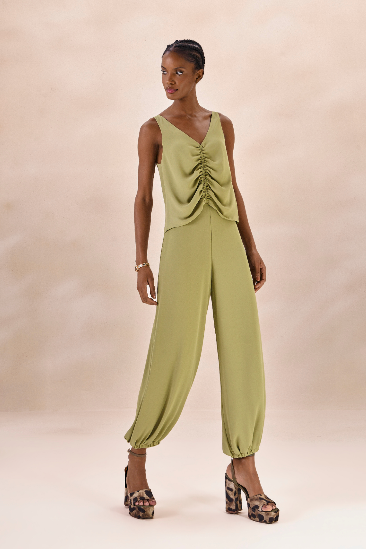 Calça Chiffon Camille Verde Alecrim