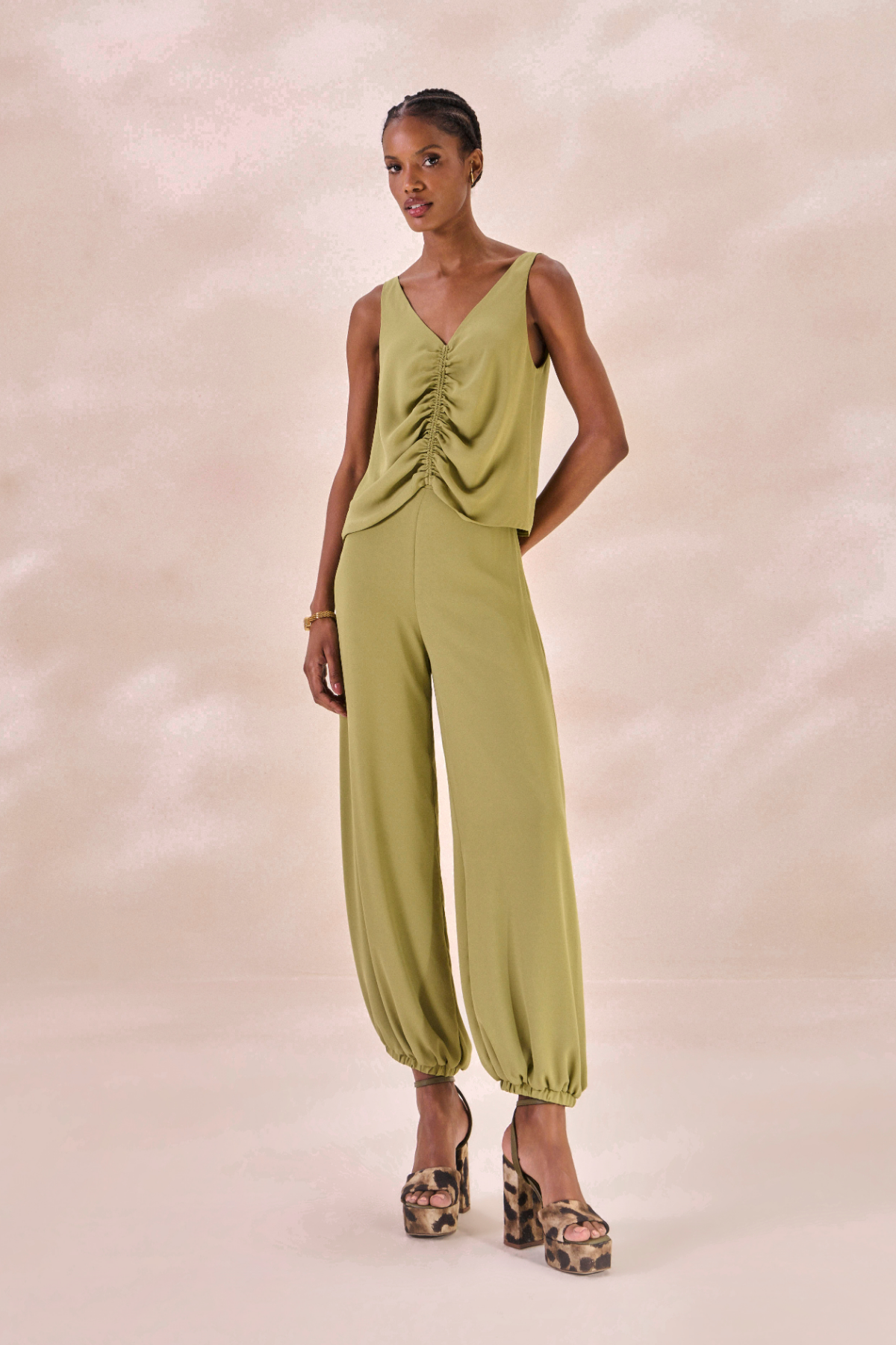 Calça Chiffon Camille Verde Alecrim