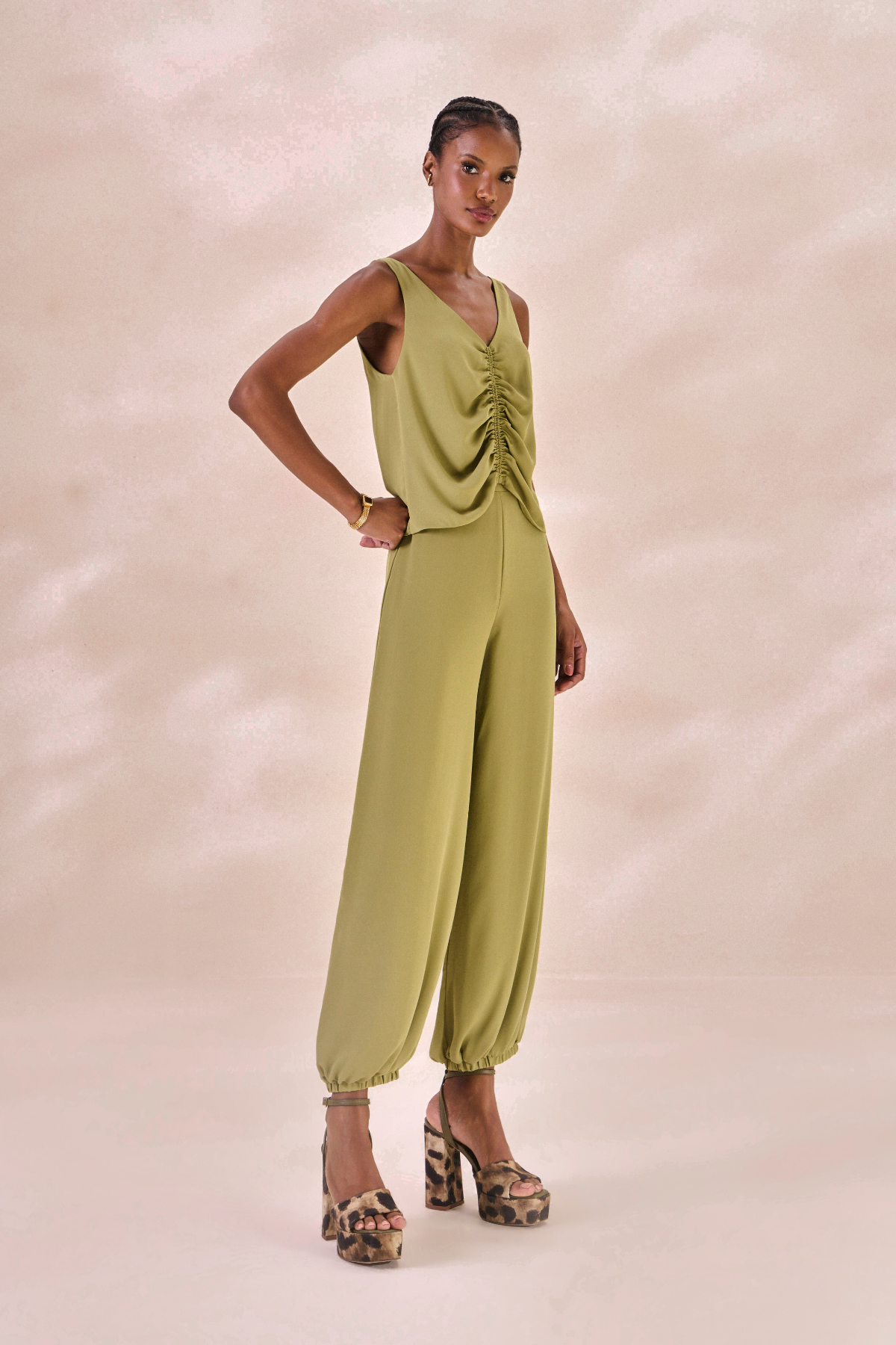 Calça Chiffon Camille Verde Alecrim