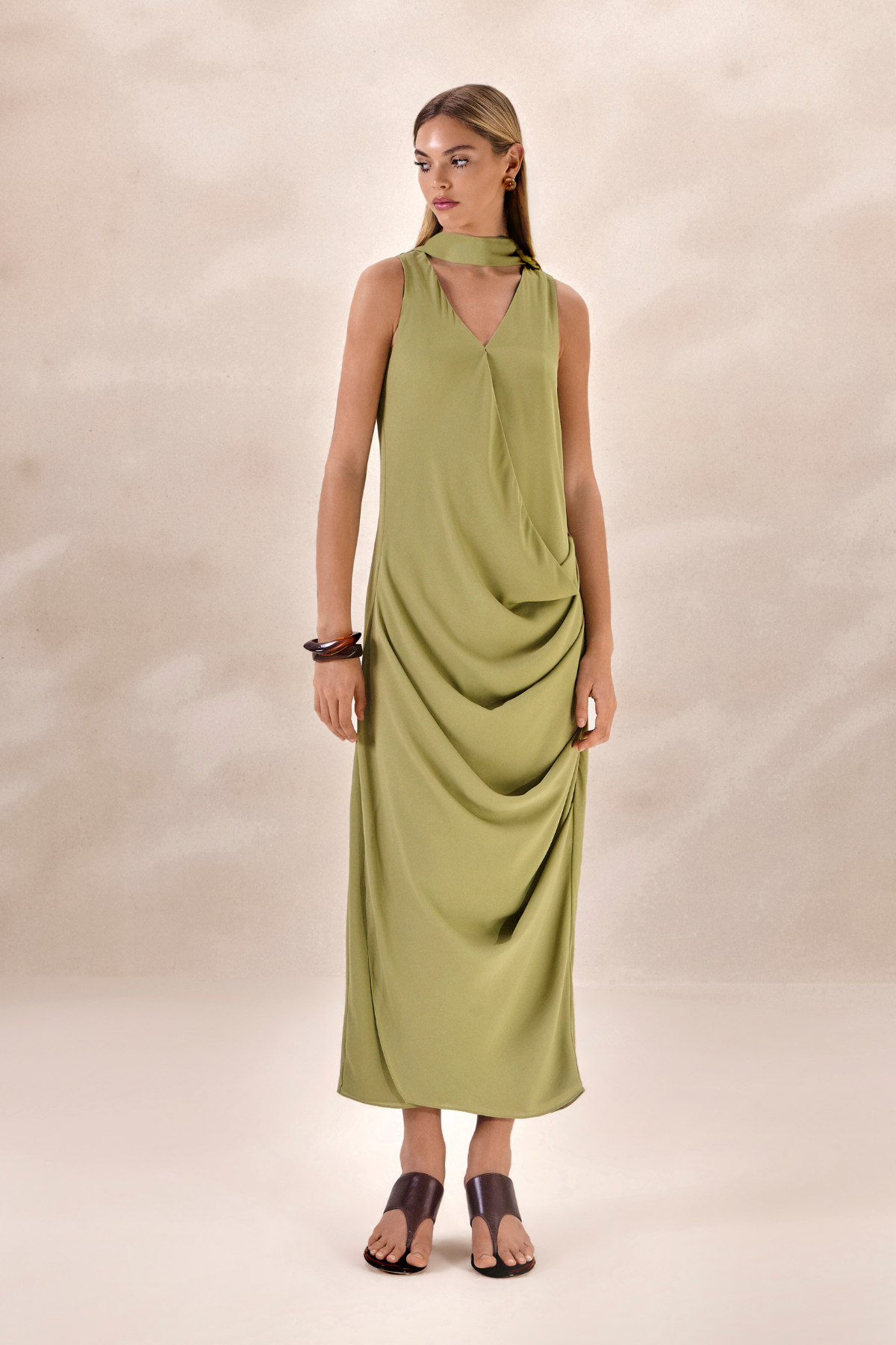 Vestido Chiffon Camille Verde Alecrim