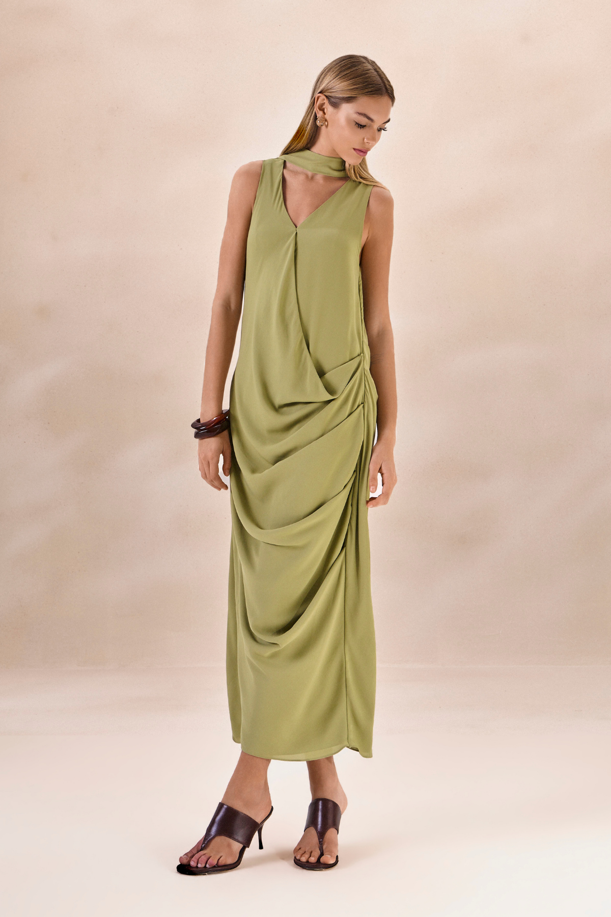 Vestido Chiffon Camille Verde Alecrim