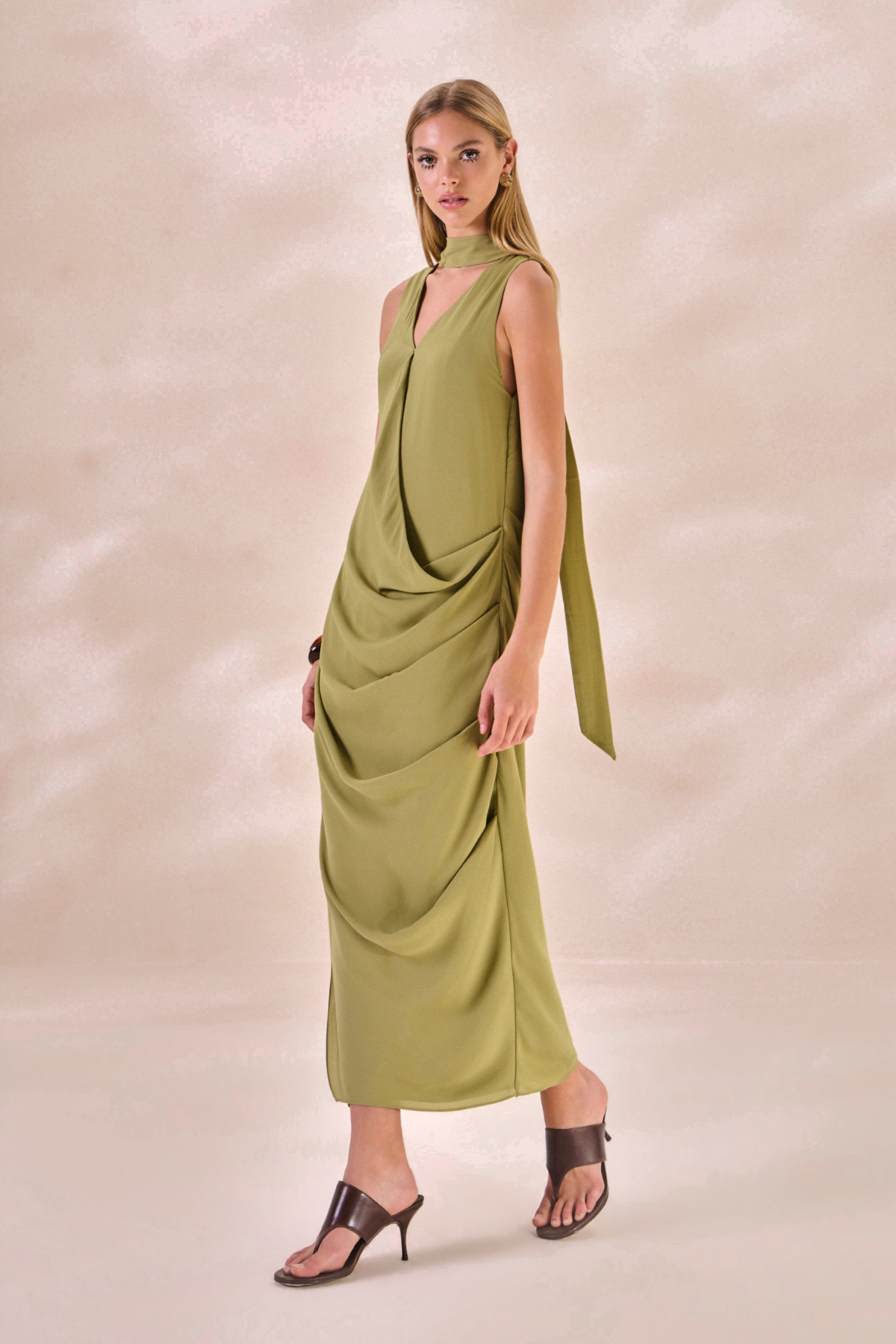 Vestido Chiffon Camille Verde Alecrim