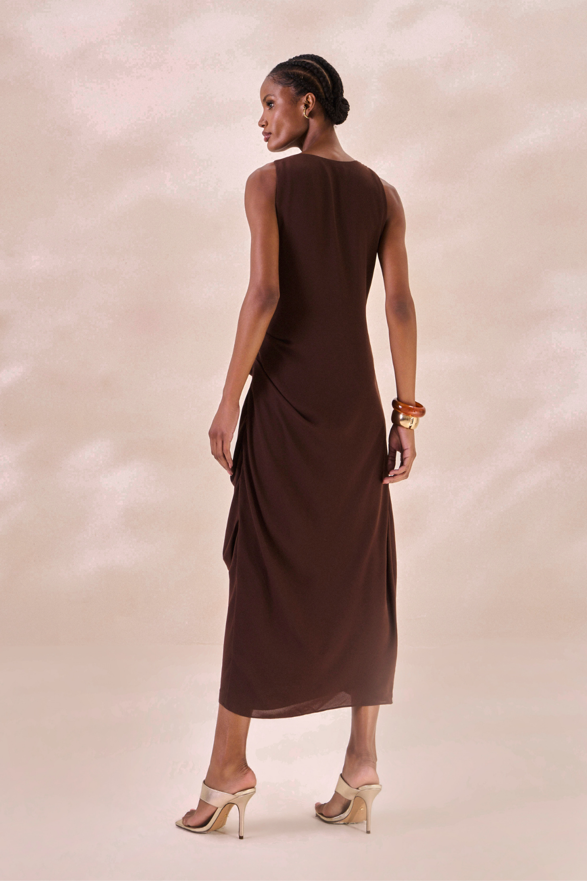 Vestido Chiffon Camille Marrom