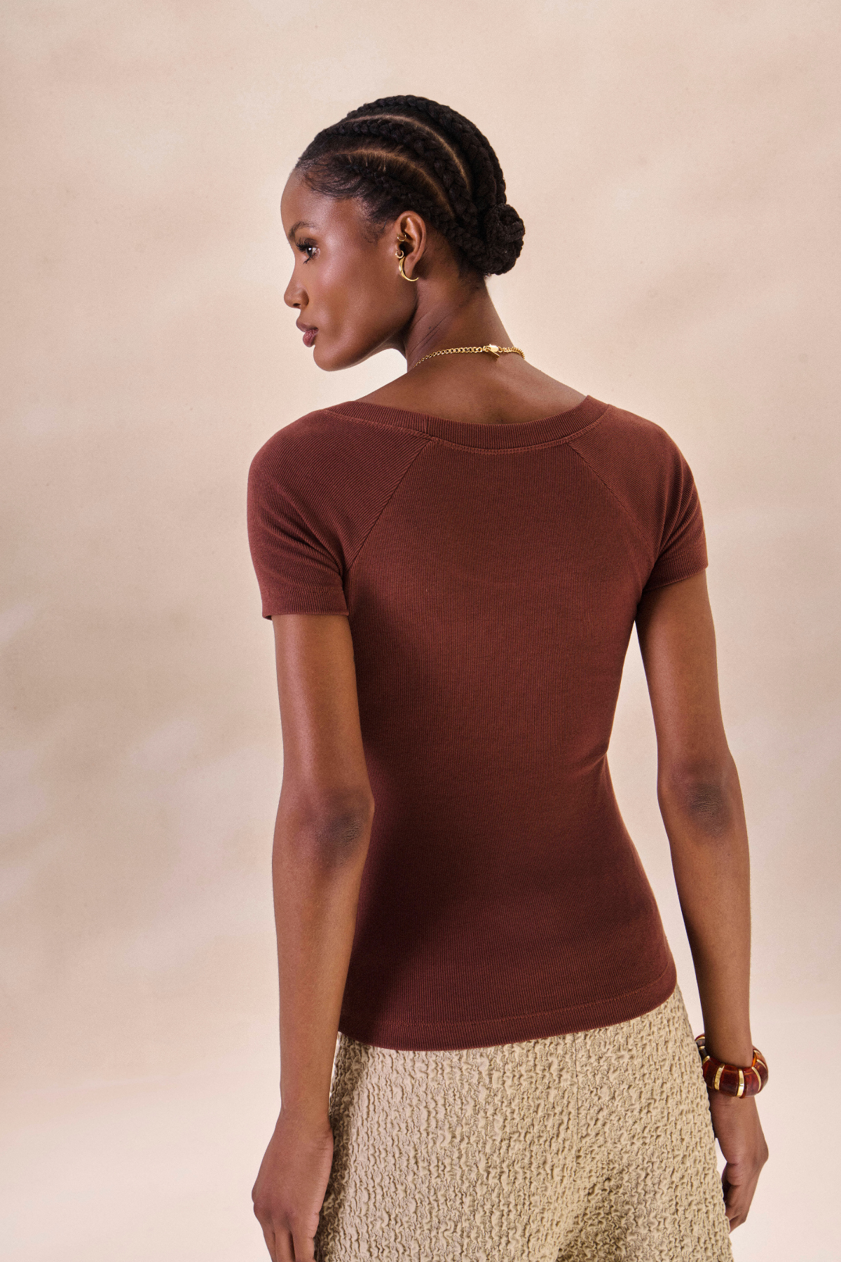Camiseta Canelada Sylvie Marrom