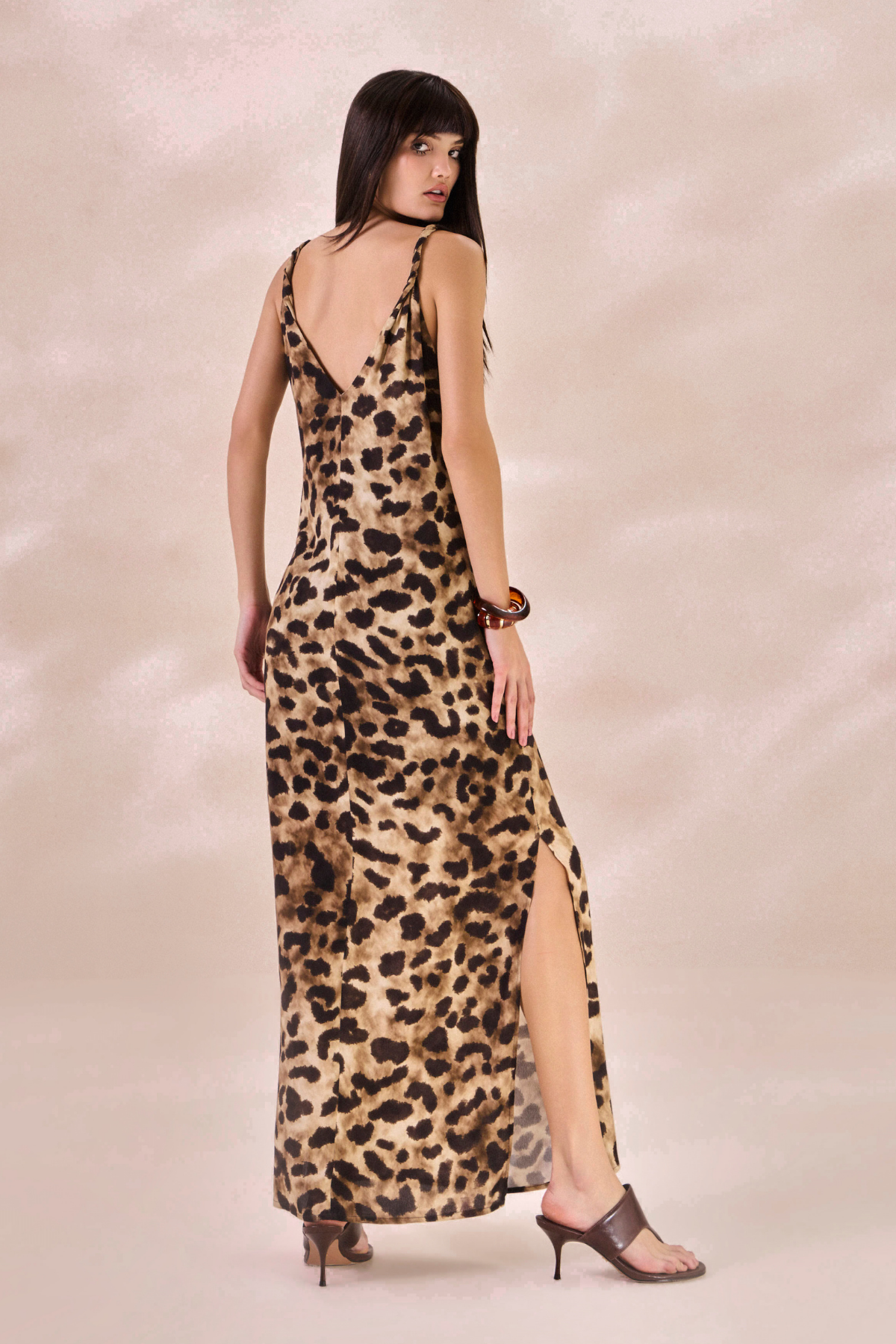 Vestido Viscose Lea Estampa Onça