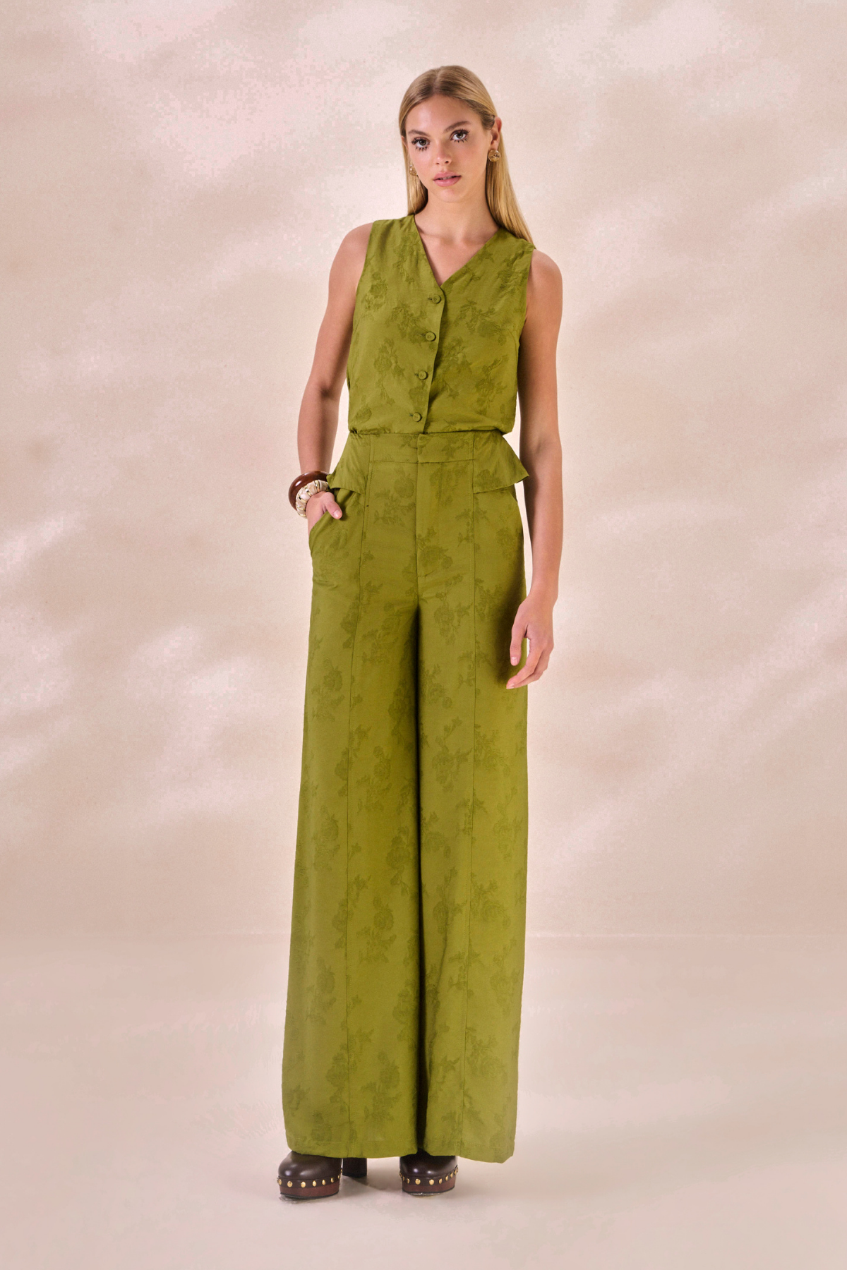 Calça Pantalona Beatrice Verde Alecrim