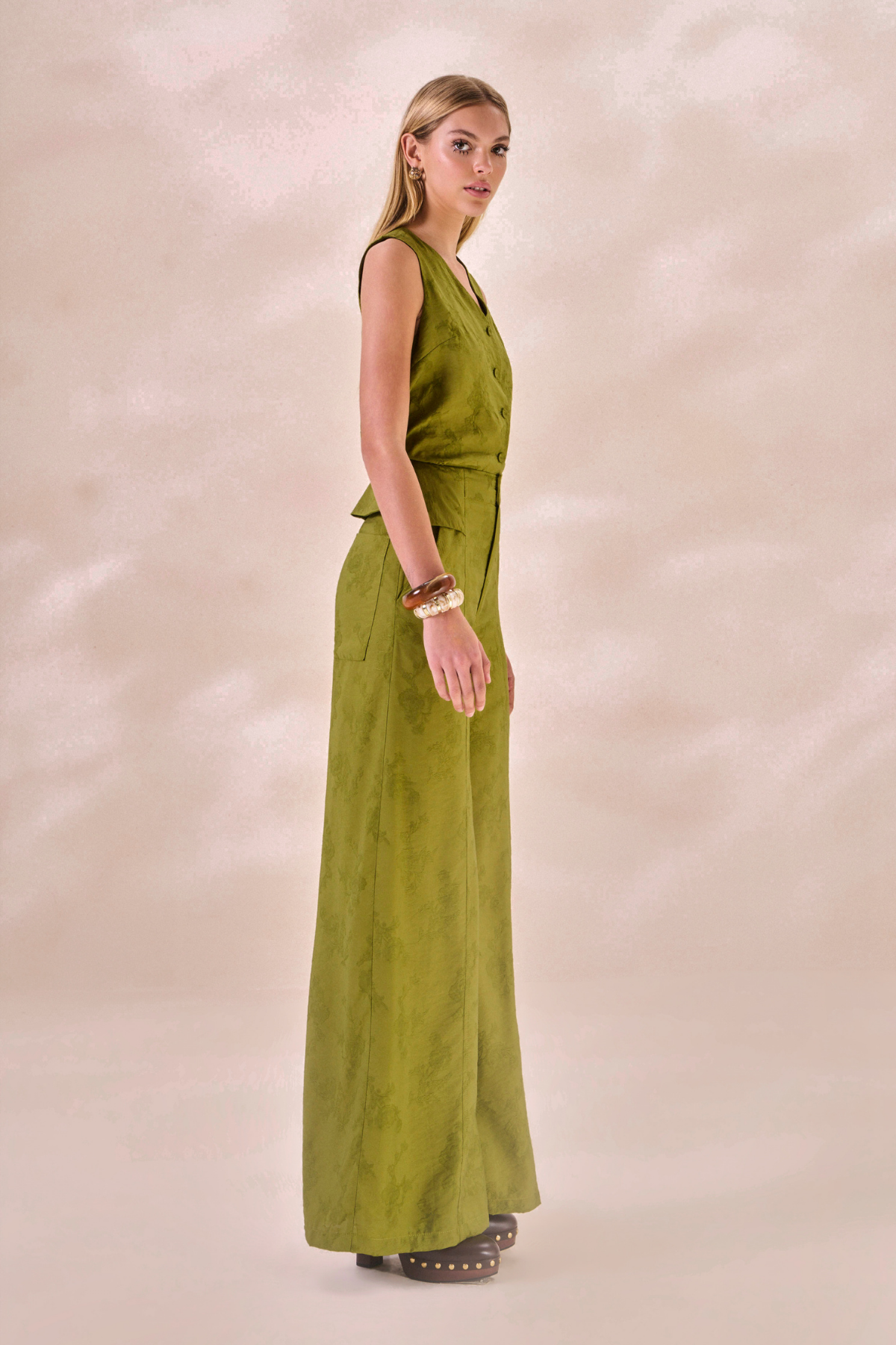 Calça Pantalona Beatrice Verde Alecrim