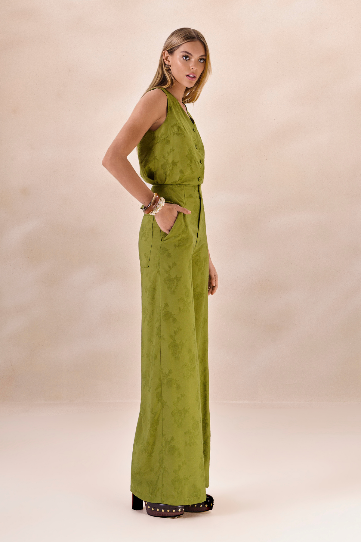Calça Pantalona Beatrice Verde Alecrim