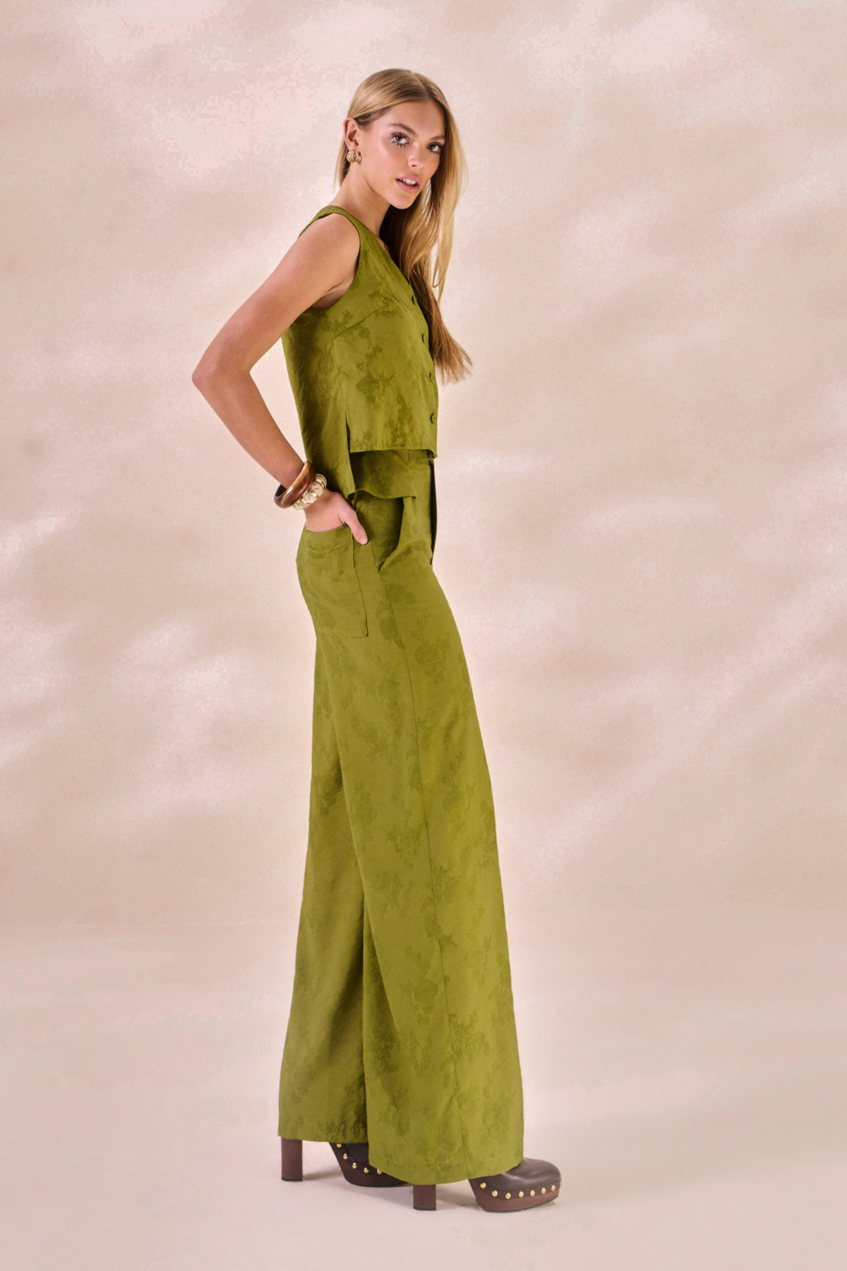 Calça Pantalona Beatrice Verde Alecrim