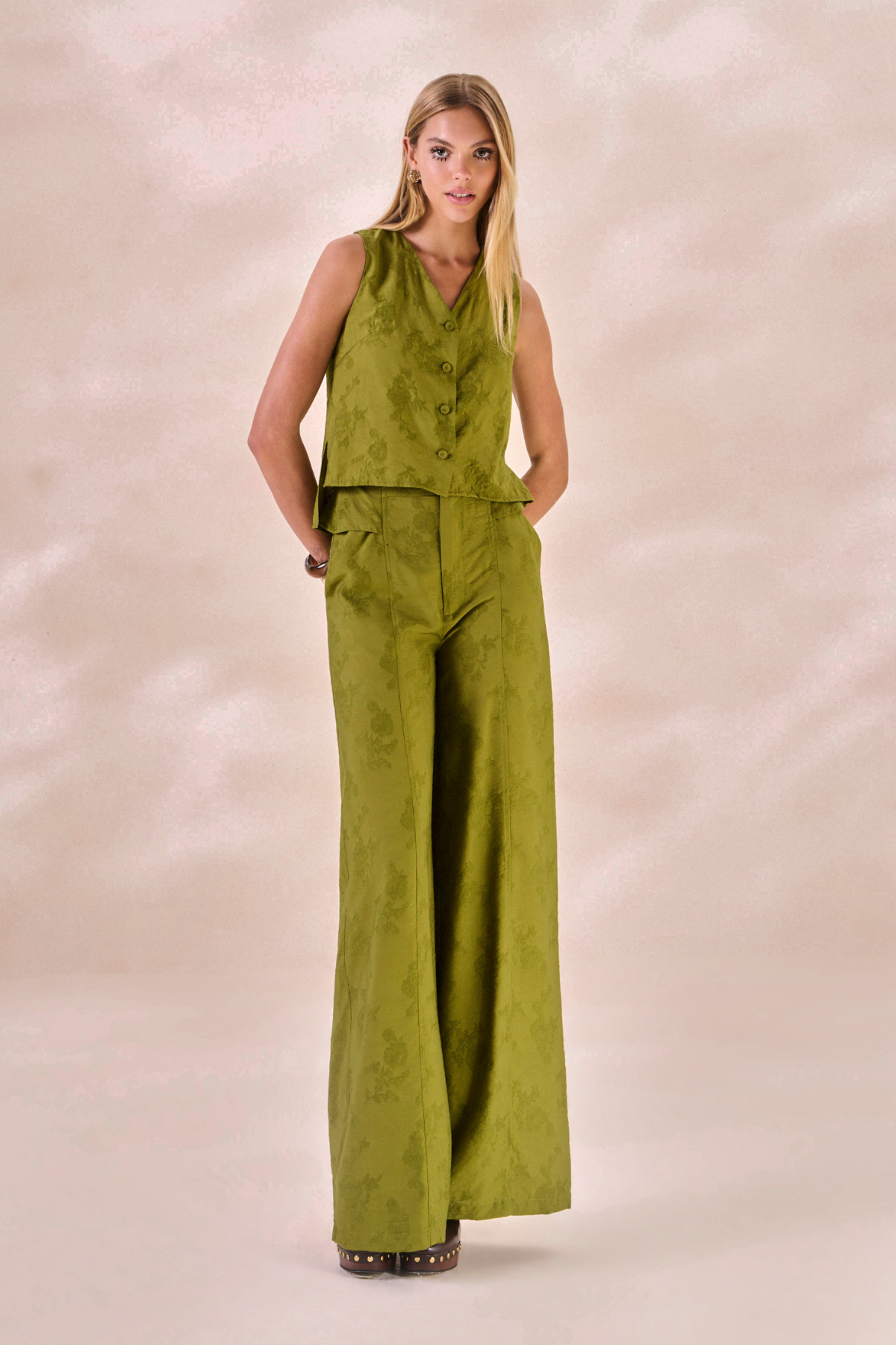 Calça Pantalona Beatrice Verde Alecrim