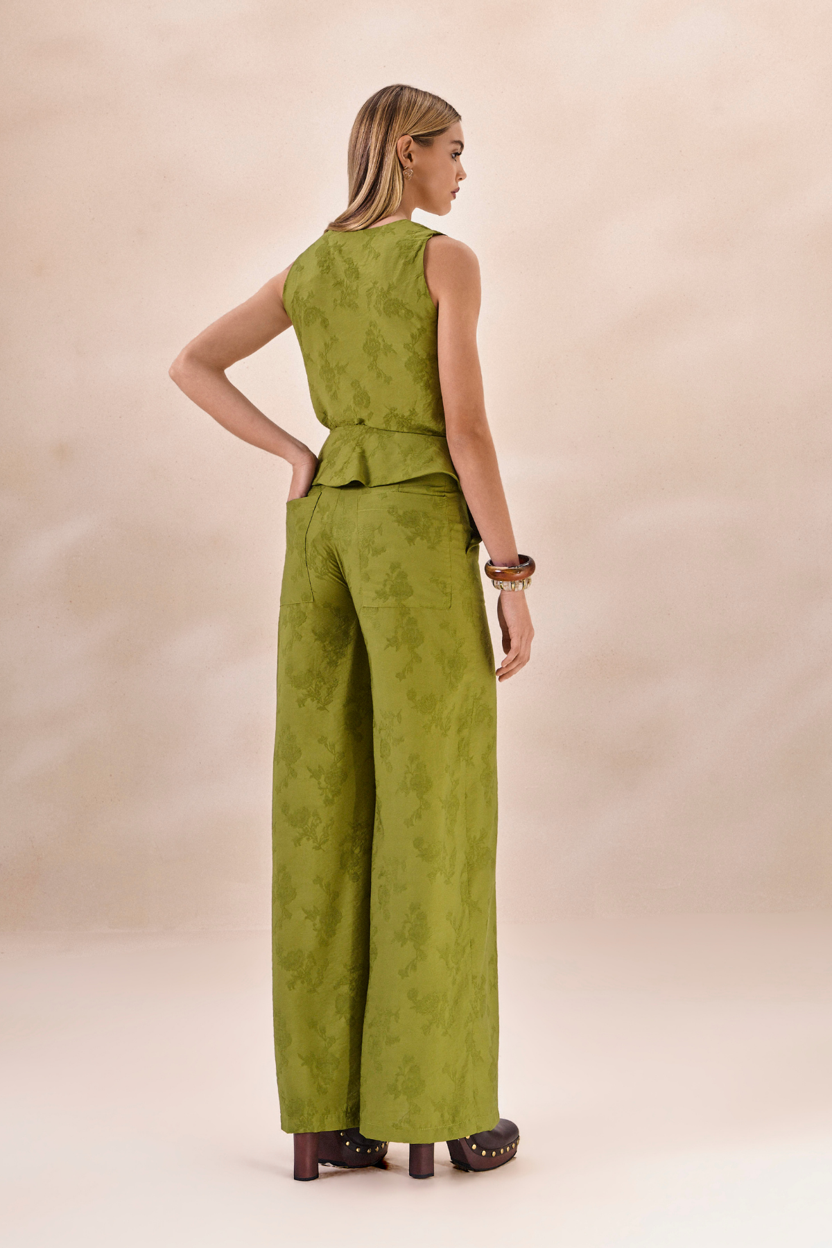Calça Pantalona Beatrice Verde Alecrim