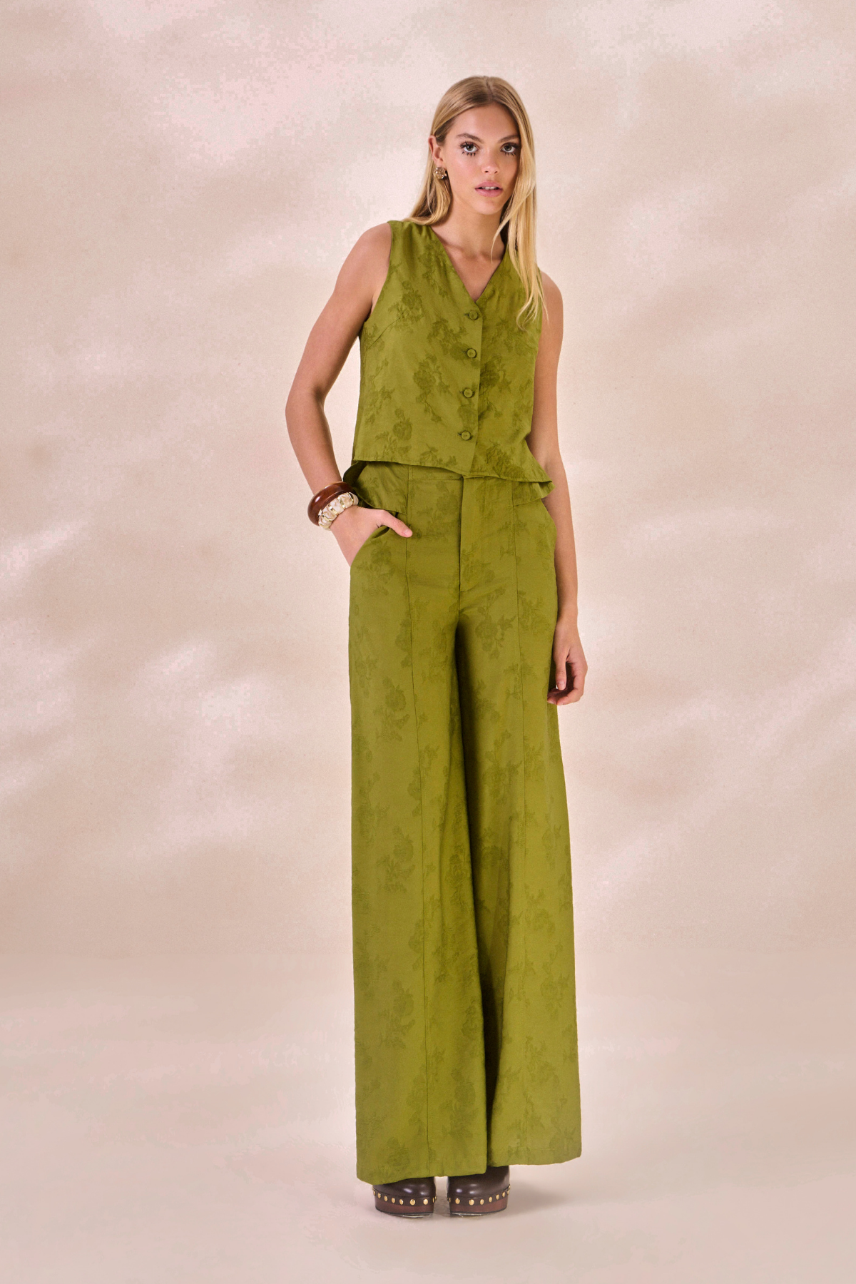 Calça Pantalona Beatrice Verde Alecrim