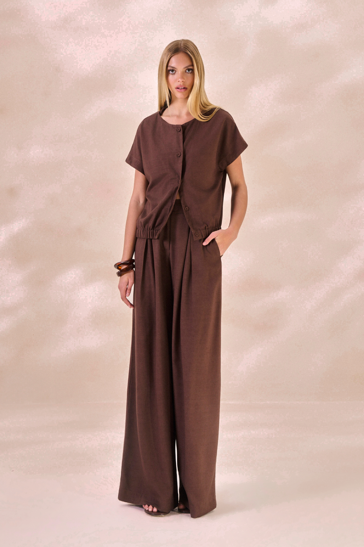 Calça Pantalona Oceane Marrom